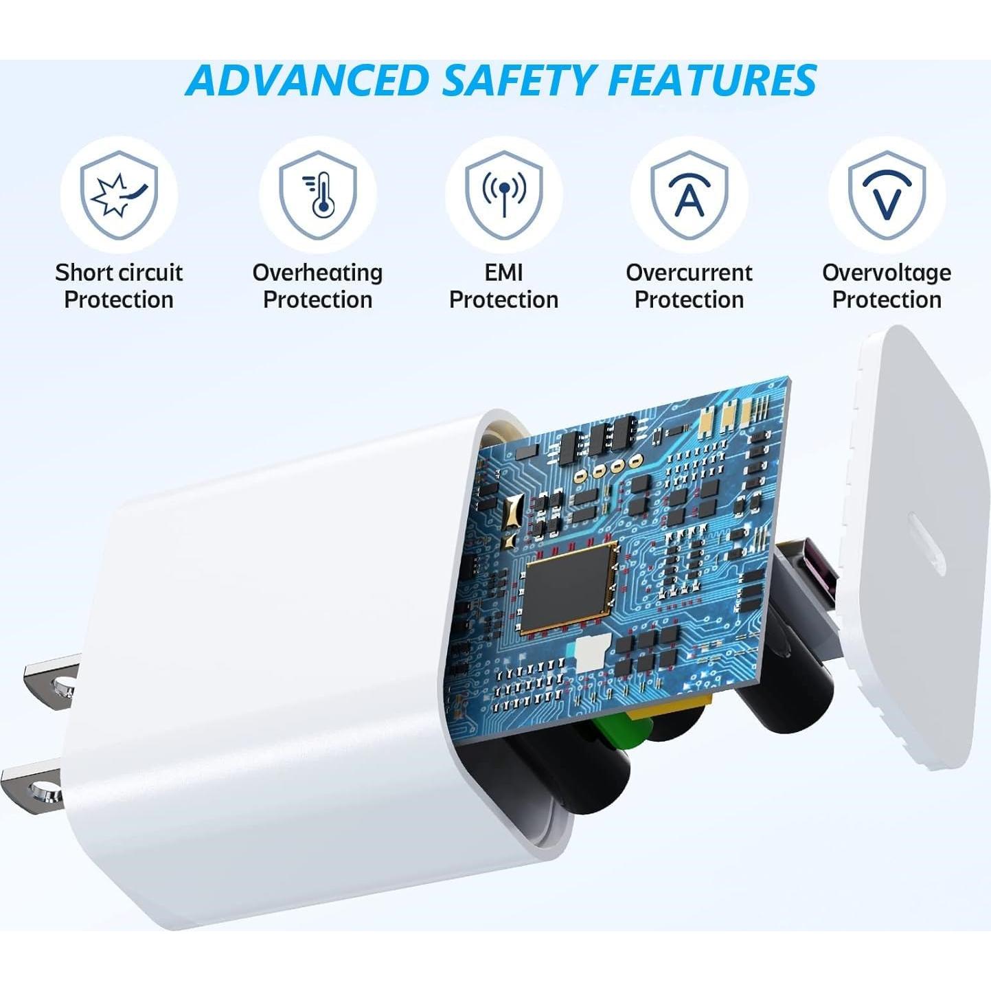 Cargador Rápido 20W USB-C con Cable Lightning 6 pies - iPhone