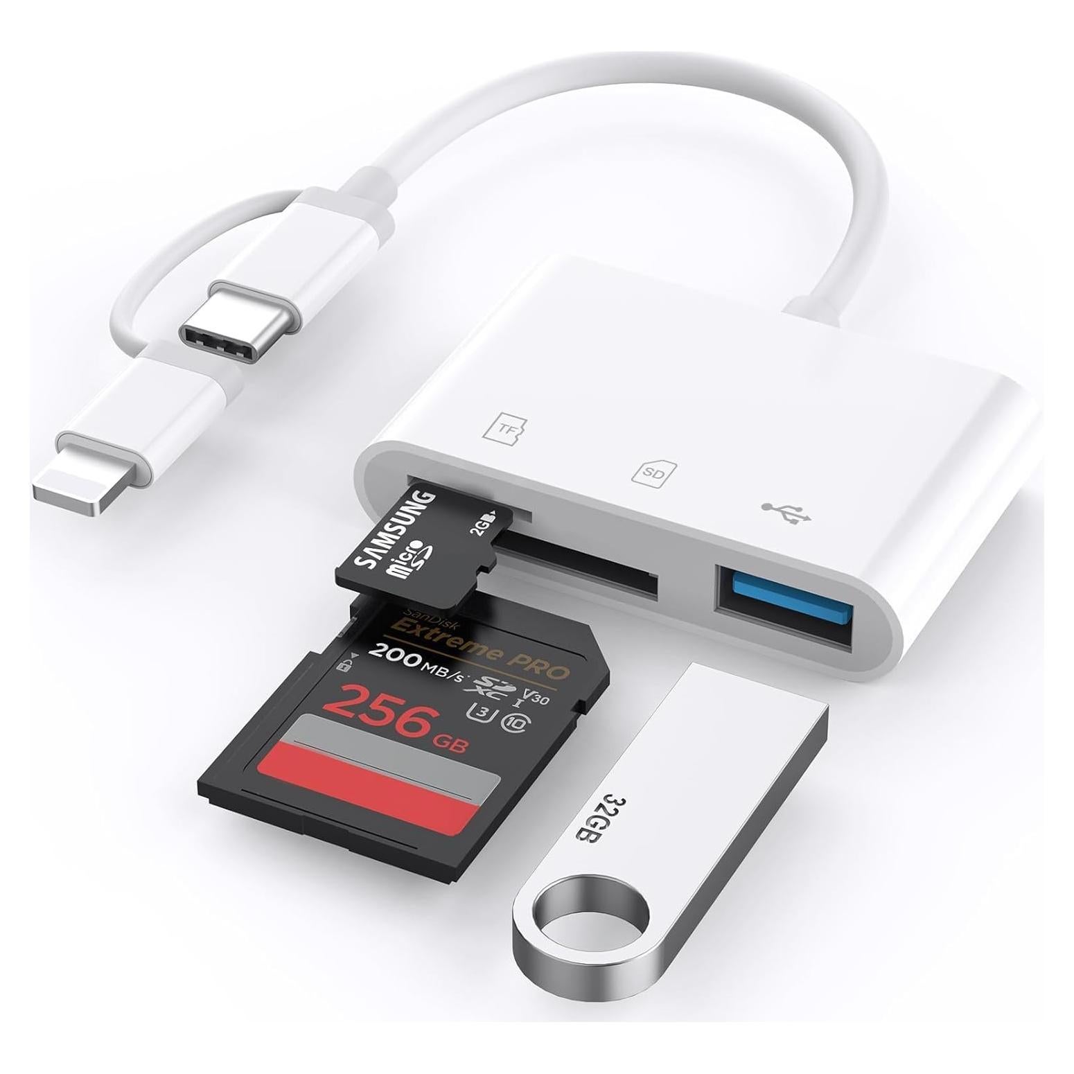 Lector de Tarjetas SD Obcxin para iPhone y iPad USB-C Lightning