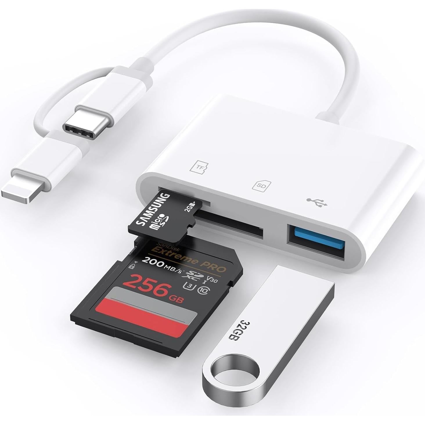 Lector de Tarjetas SD Obcxin para iPhone y iPad USB-C Lightning