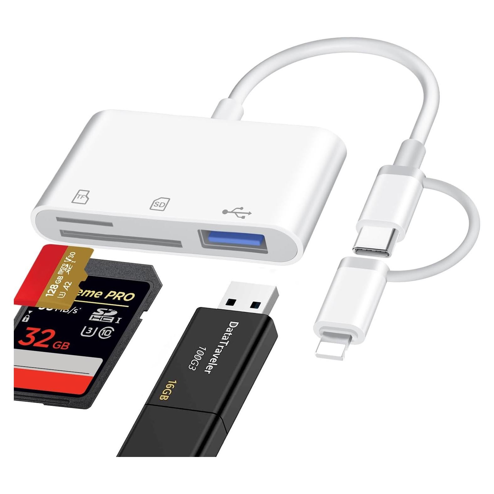 Lector de Tarjetas SD Aplimln Lightning y USB-C 3 en 1