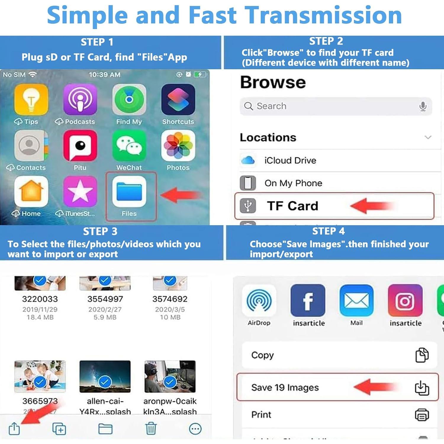 Lector de Tarjetas SD Aplimln Lightning y USB-C 3 en 1