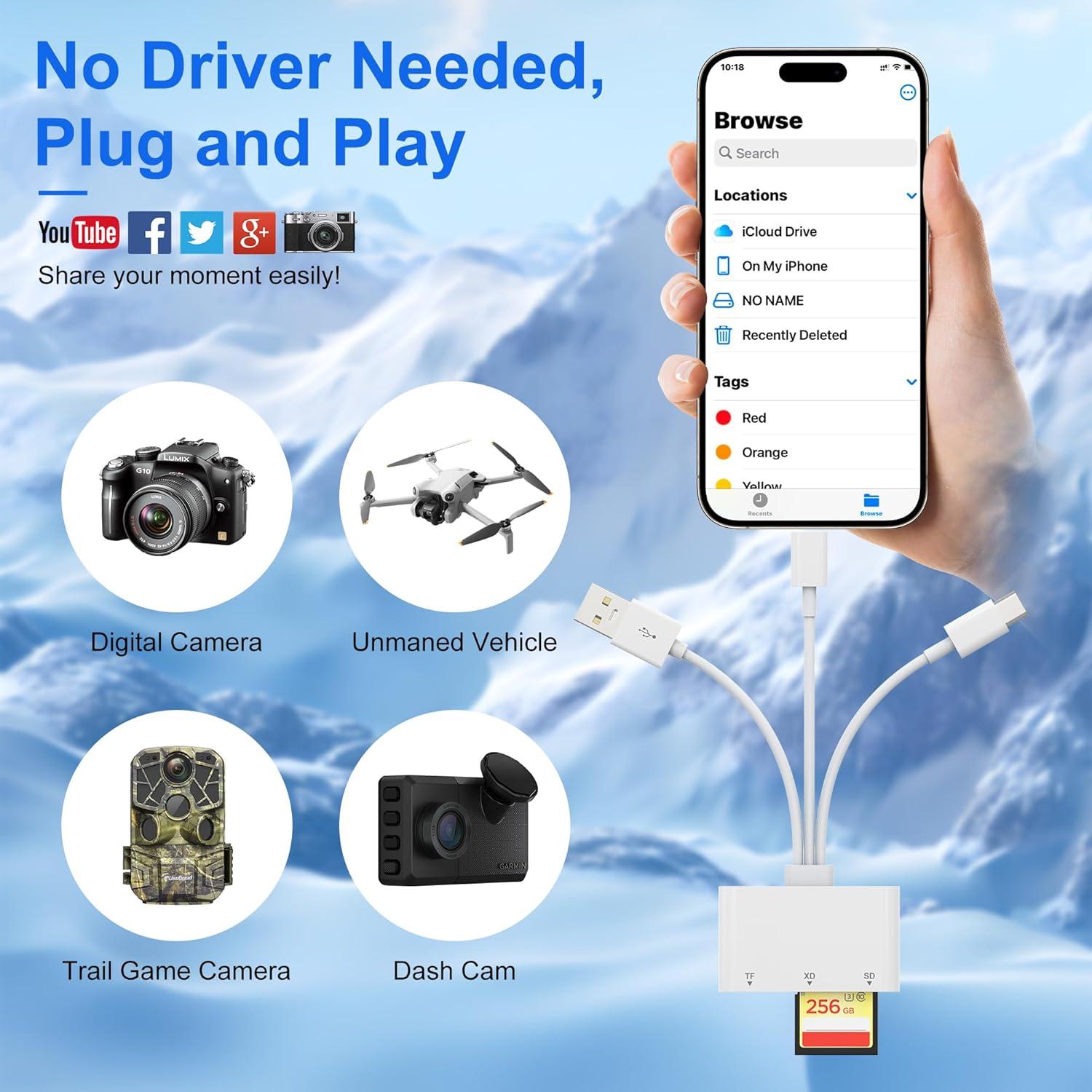 Lector de Tarjetas 3 en 1 Bawanfa Plus para iPhone y Android