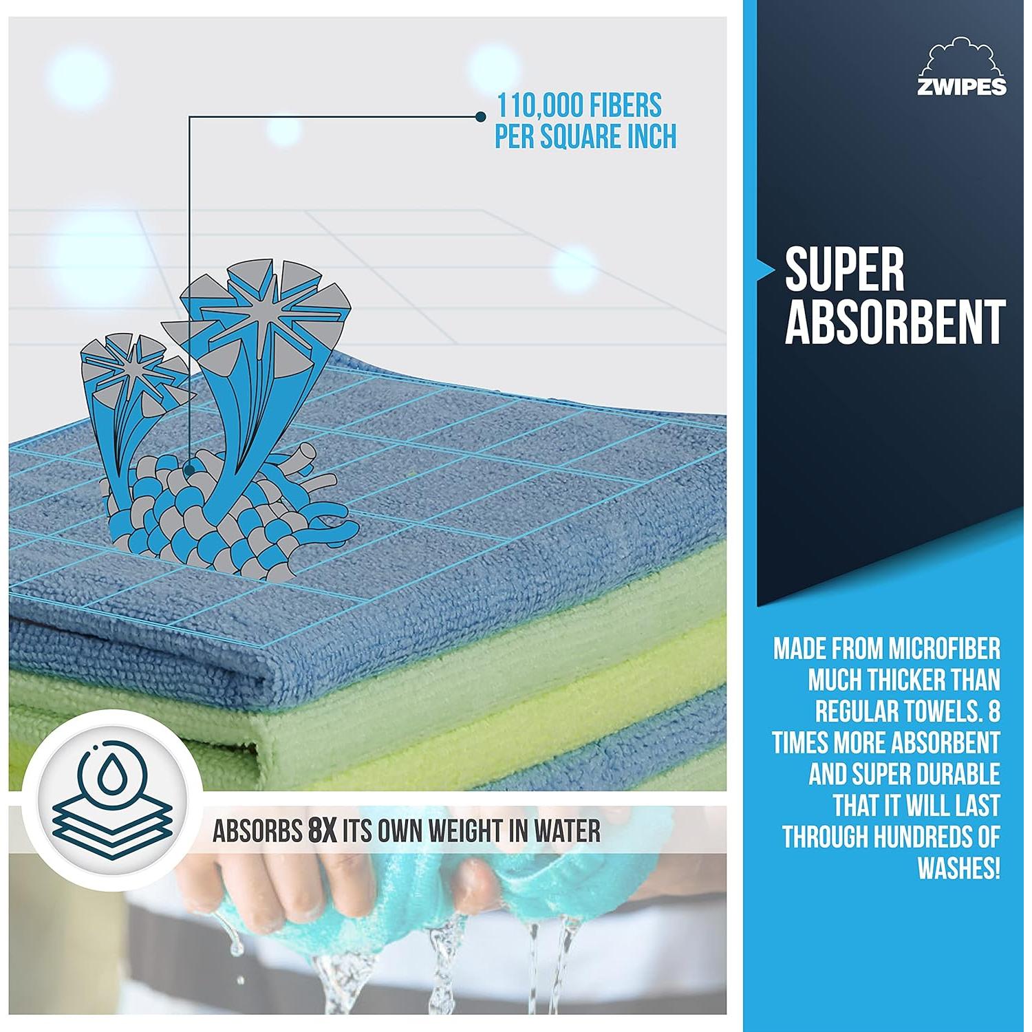 Paquete de 24 Paños de Microfibra Zwipes 924 - 30.48x40.64 cm