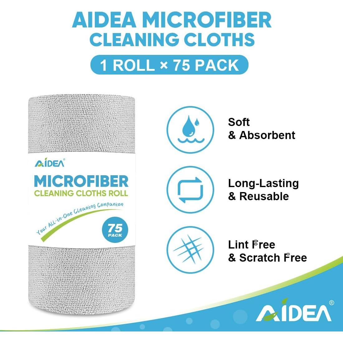 Paños de Limpieza de Microfibra AIDEA 75PK Gris 29.2x29.2cm