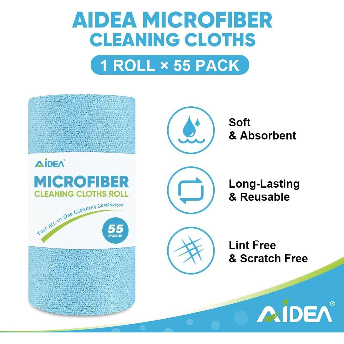 Toallas de Microfibra AIDEA 55 Hojas Azul 28x23 cm Lavables