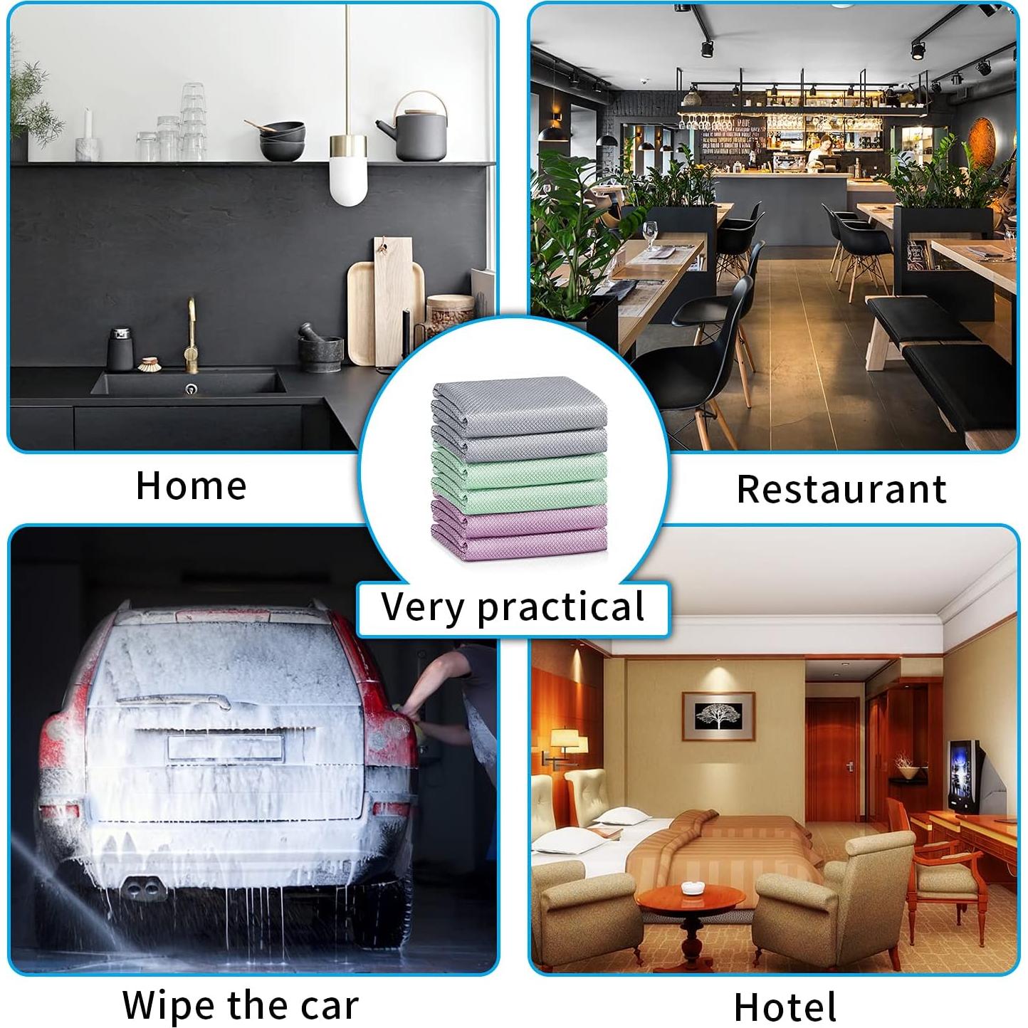 Paquete de 6 Paños de Microfibra VPMURUGA Sin Rayas 40x40 cm