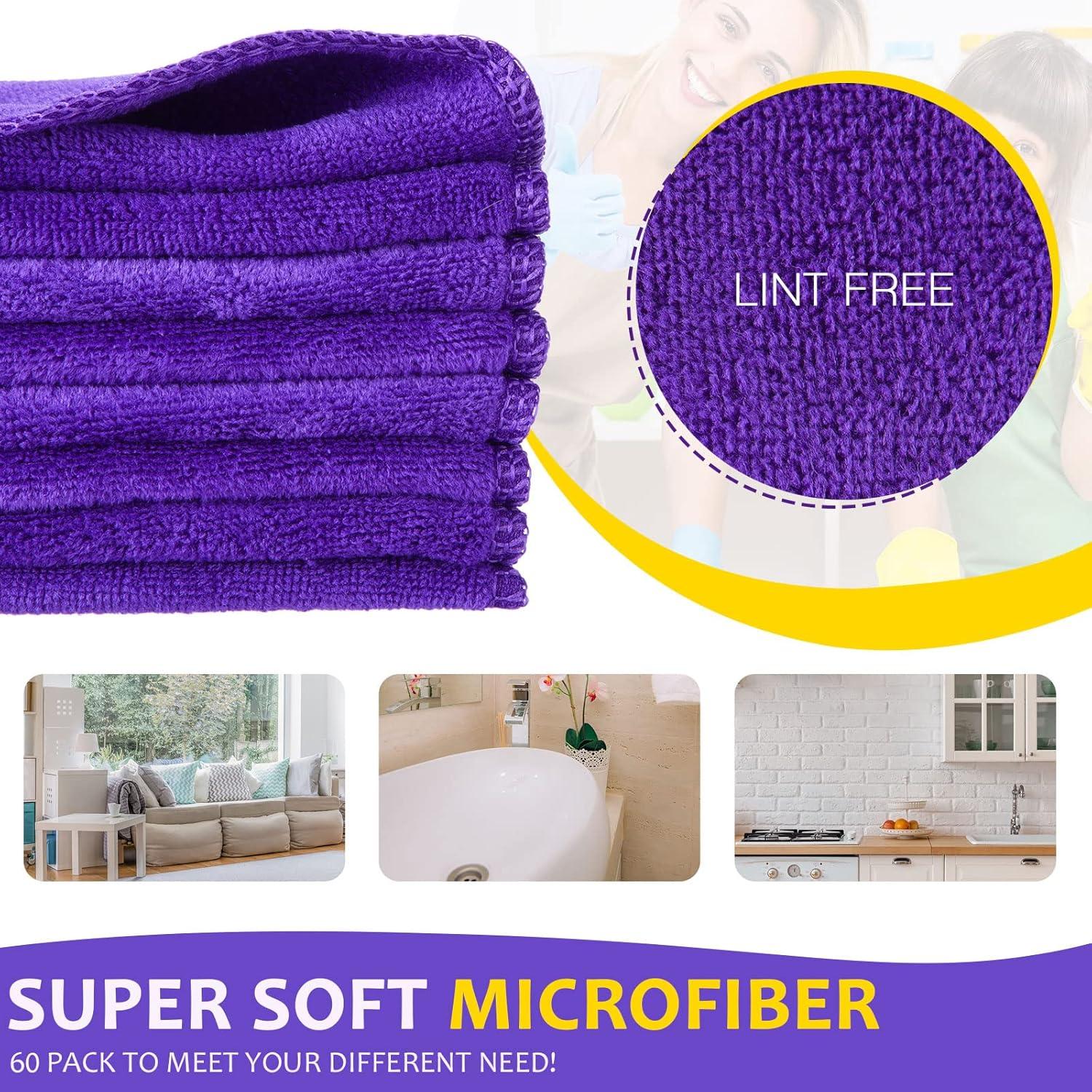 Paños de Microfibra Nuenen 40x40 cm Morado 60 Pcs Ultra Absorbentes