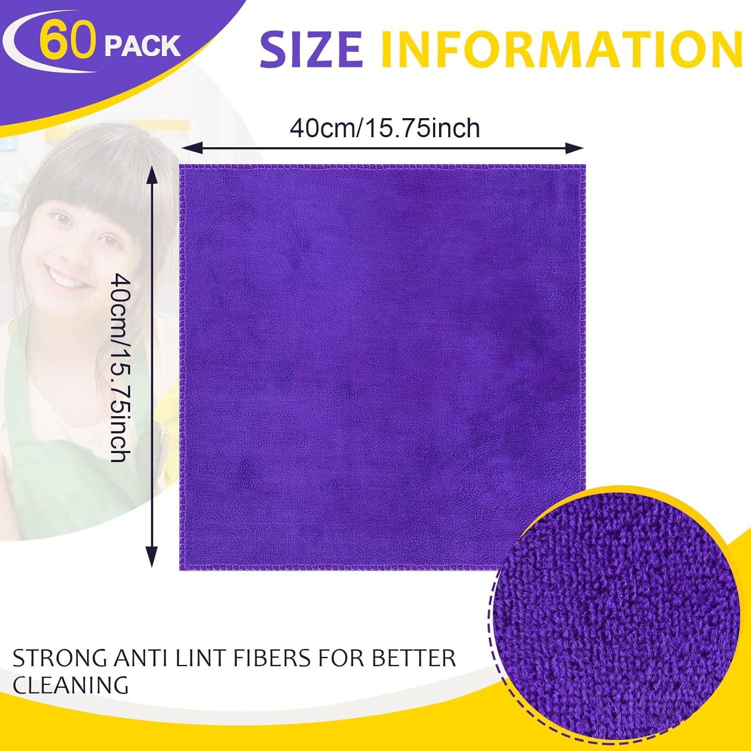 Paños de Microfibra Nuenen 40x40 cm Morado 60 Pcs Ultra Absorbentes