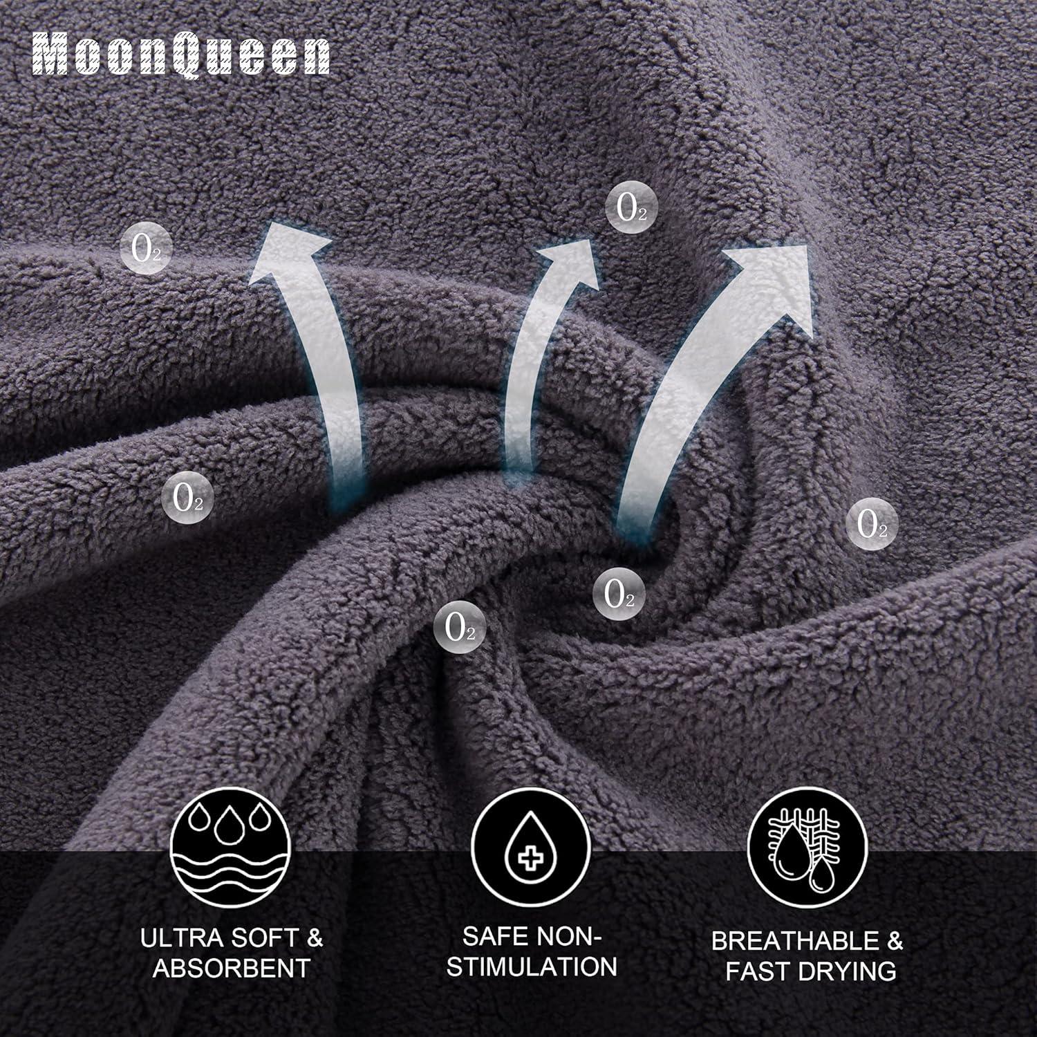 Juego de Toallas de Baño MOONQUEEN 24 Unidades Microfibra Gris