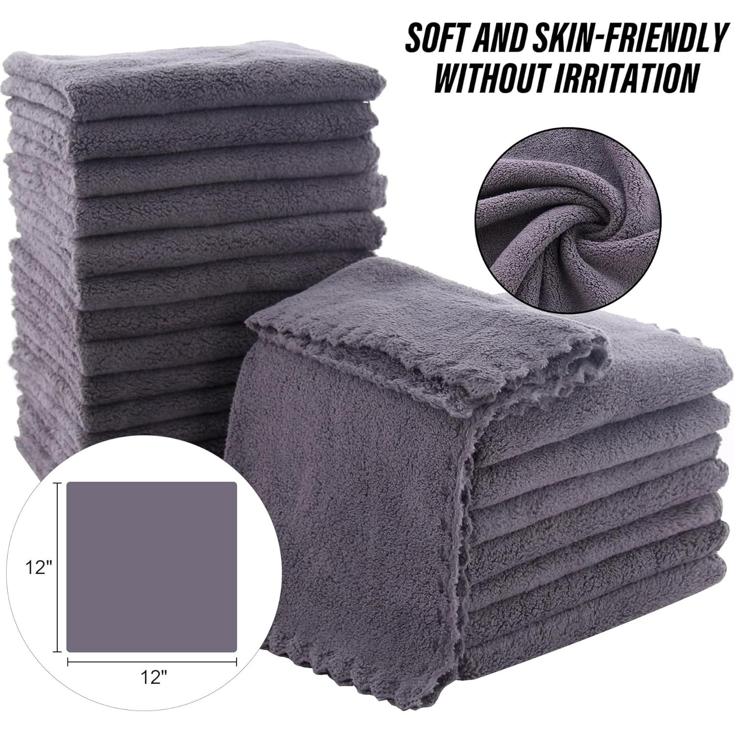 Juego de Toallas de Baño MOONQUEEN 24 Unidades Microfibra Gris