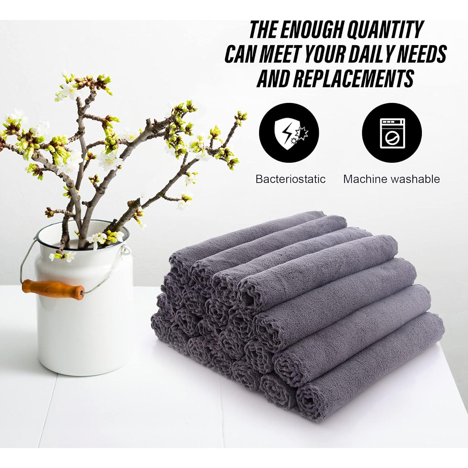 Juego de Toallas de Baño MOONQUEEN 24 Unidades Microfibra Gris