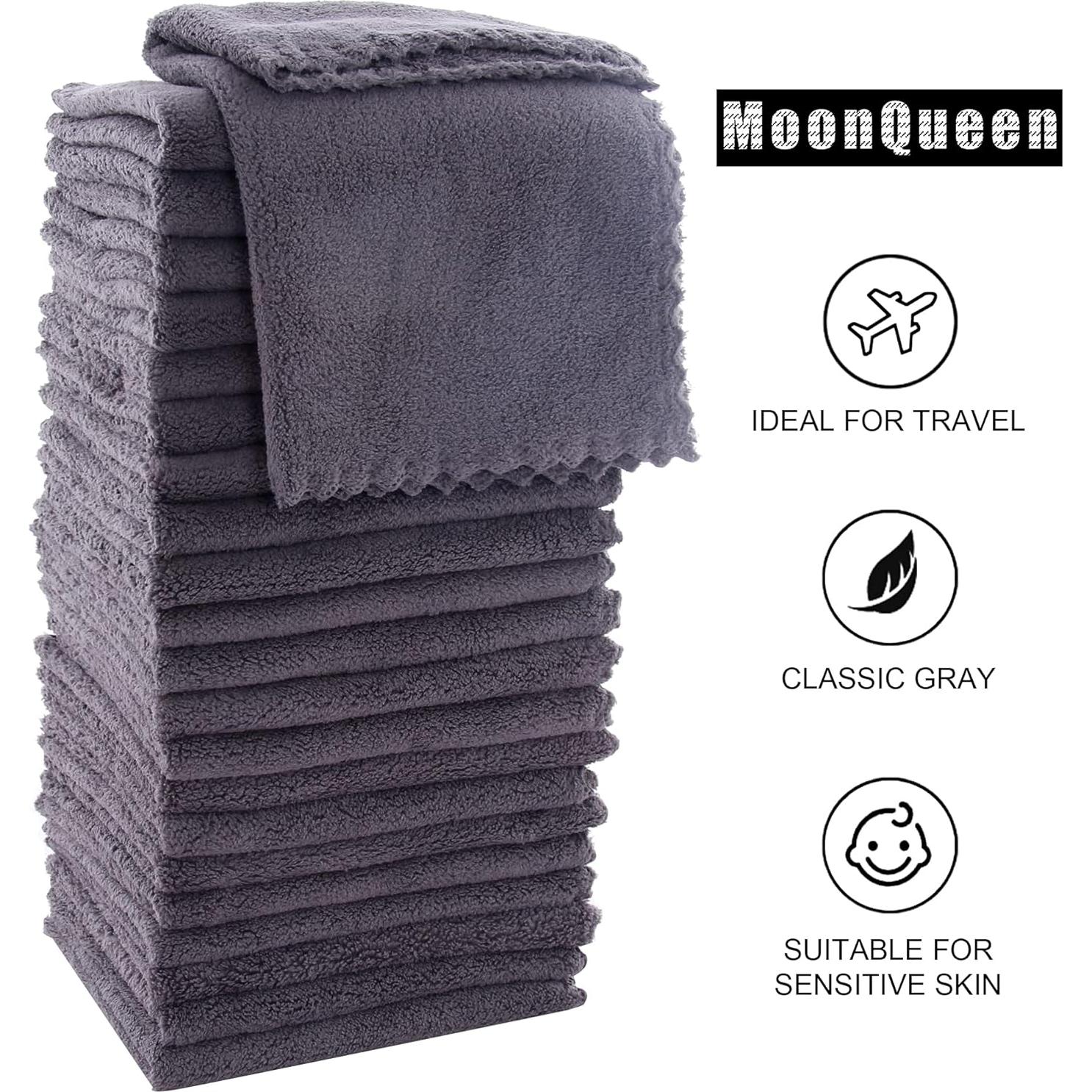 Juego de Toallas de Baño MOONQUEEN 24 Unidades Microfibra Gris