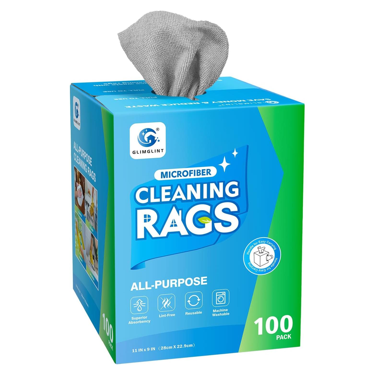 Paquete de 100 Paños de Microfibra GLIMGLINT Gris 28x23cm