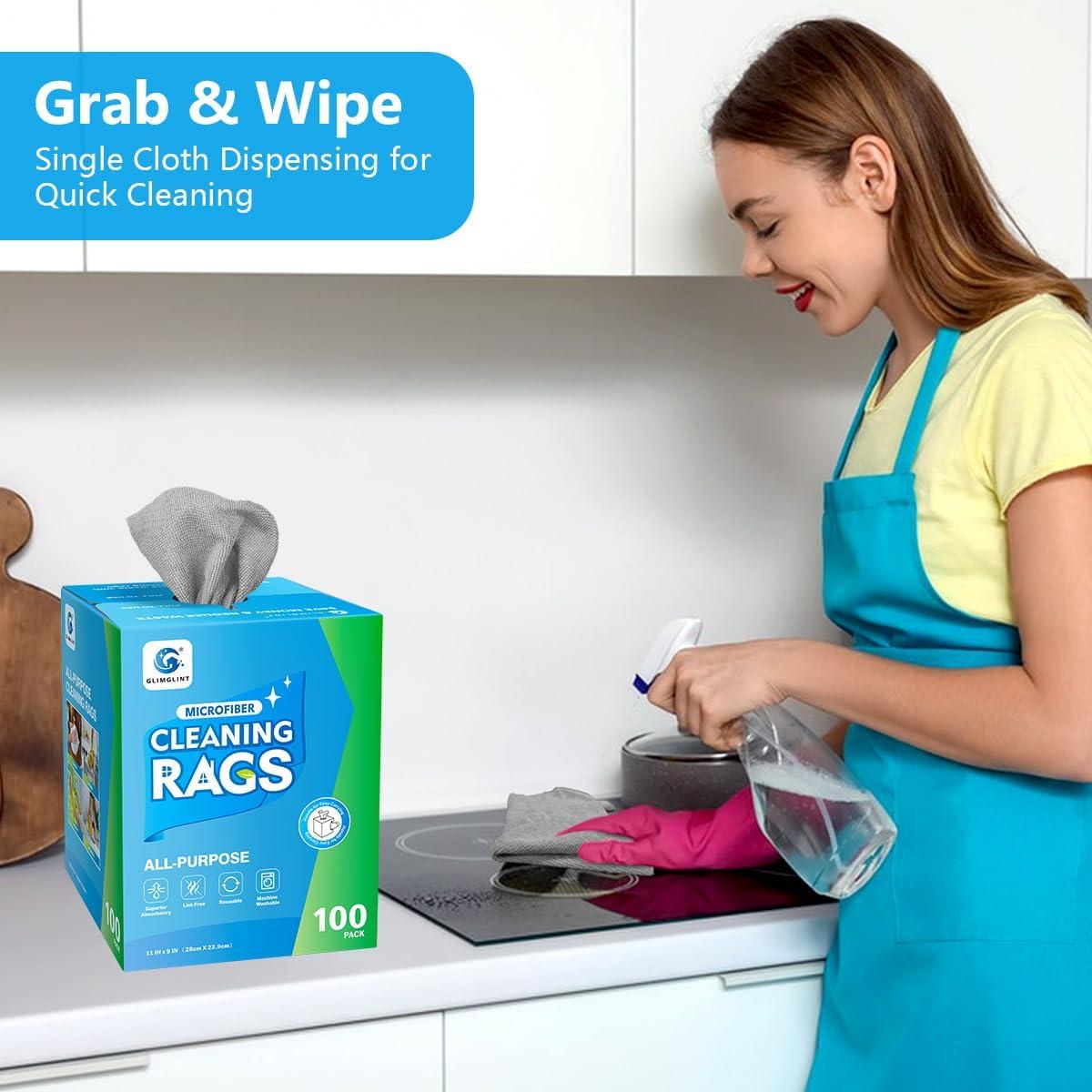 Paquete de 100 Paños de Microfibra GLIMGLINT Gris 28x23cm