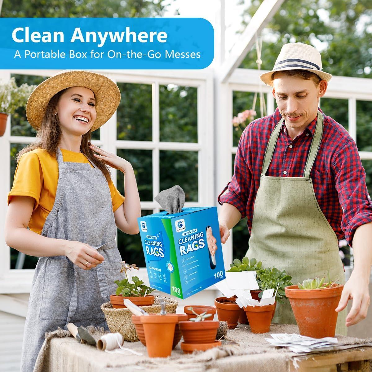 Paquete de 100 Paños de Microfibra GLIMGLINT Gris 28x23cm