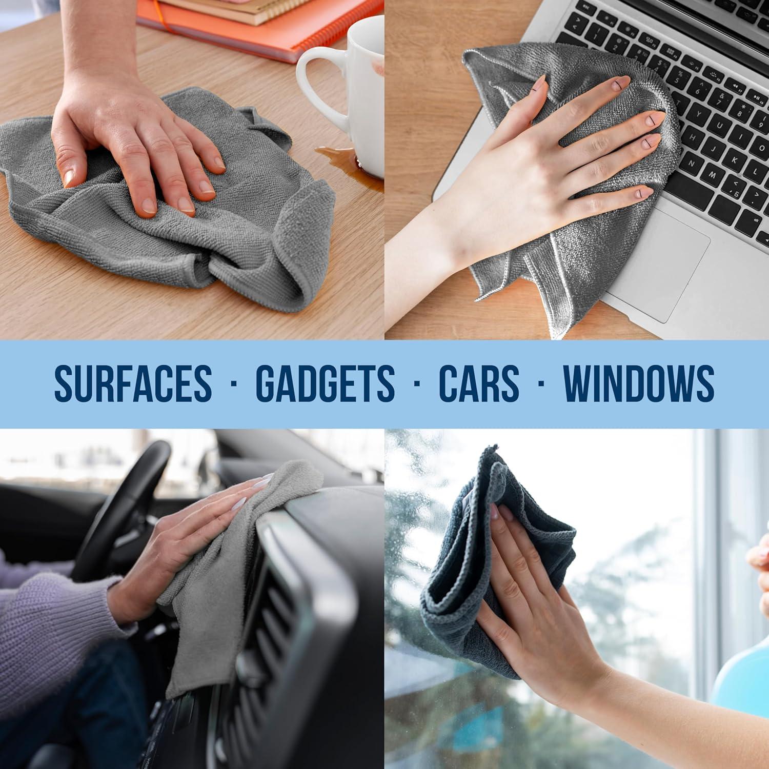 Paño de Microfibra ESTILO DE VIDA VERDE 150 Unidades 29.21x29.21cm Gris