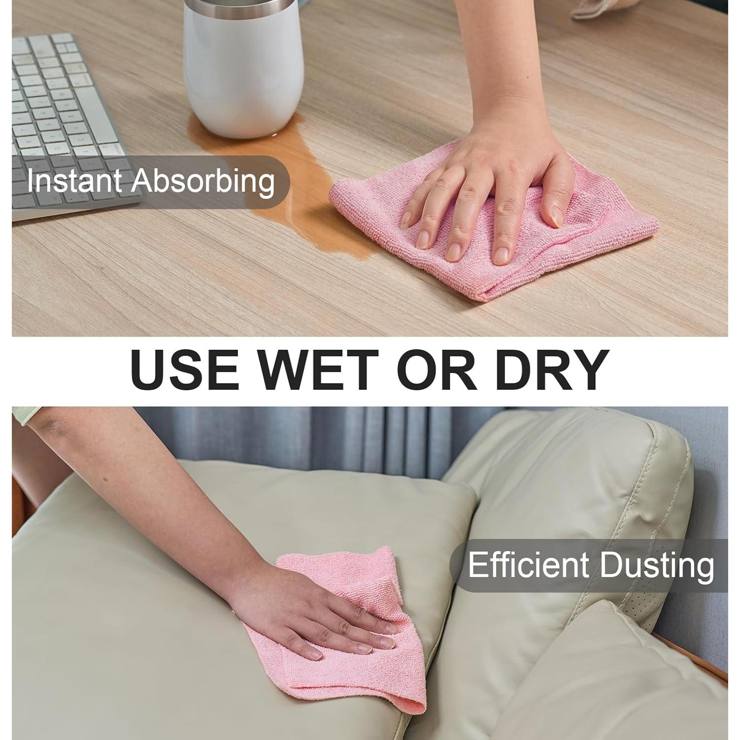 Paño de Microfibra UPSTAR Rosa 30x30 cm, 50 Unidades Reutilizables