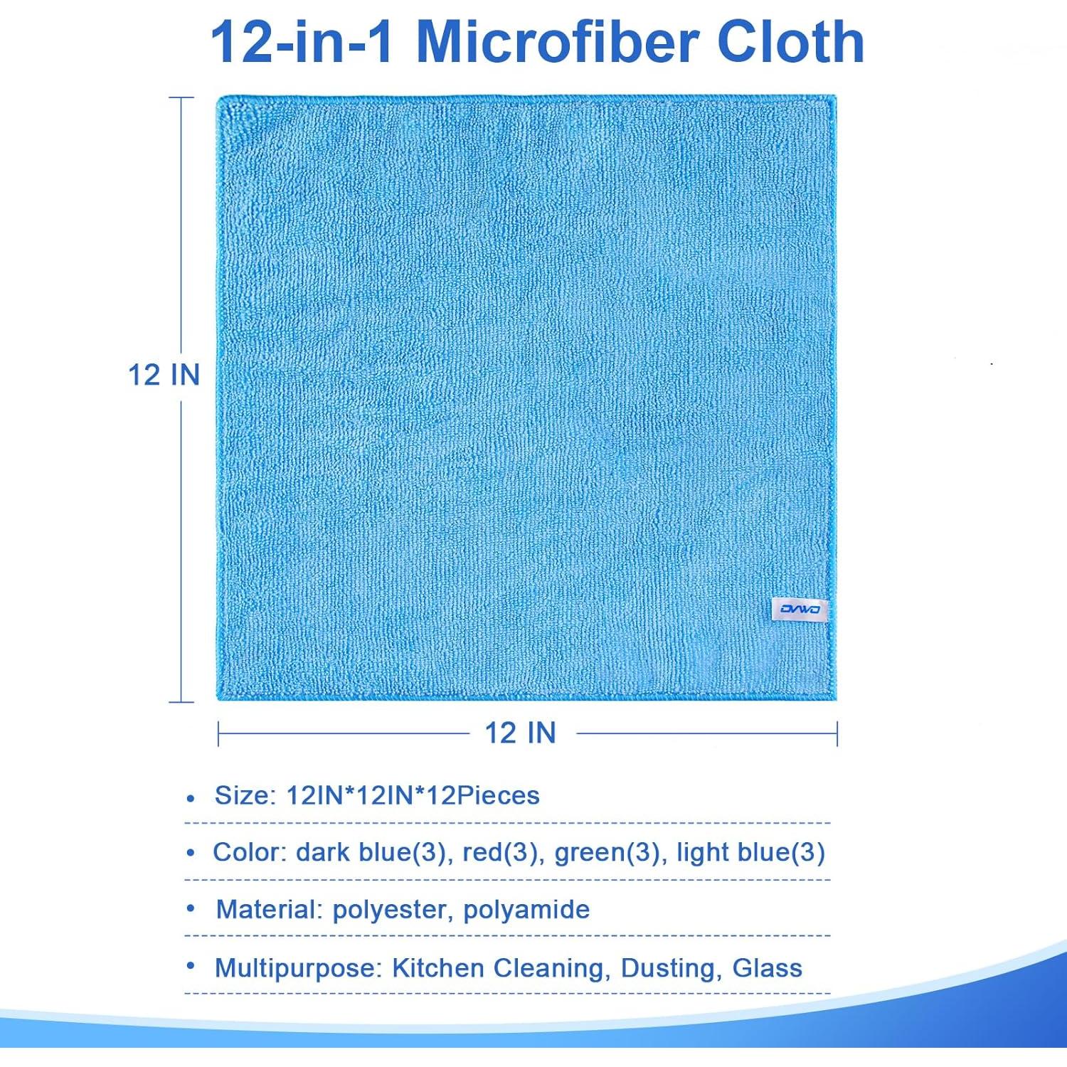 Paños de Microfibra Premium Ovwo 12 Pcs 40x40cm Absorbentes