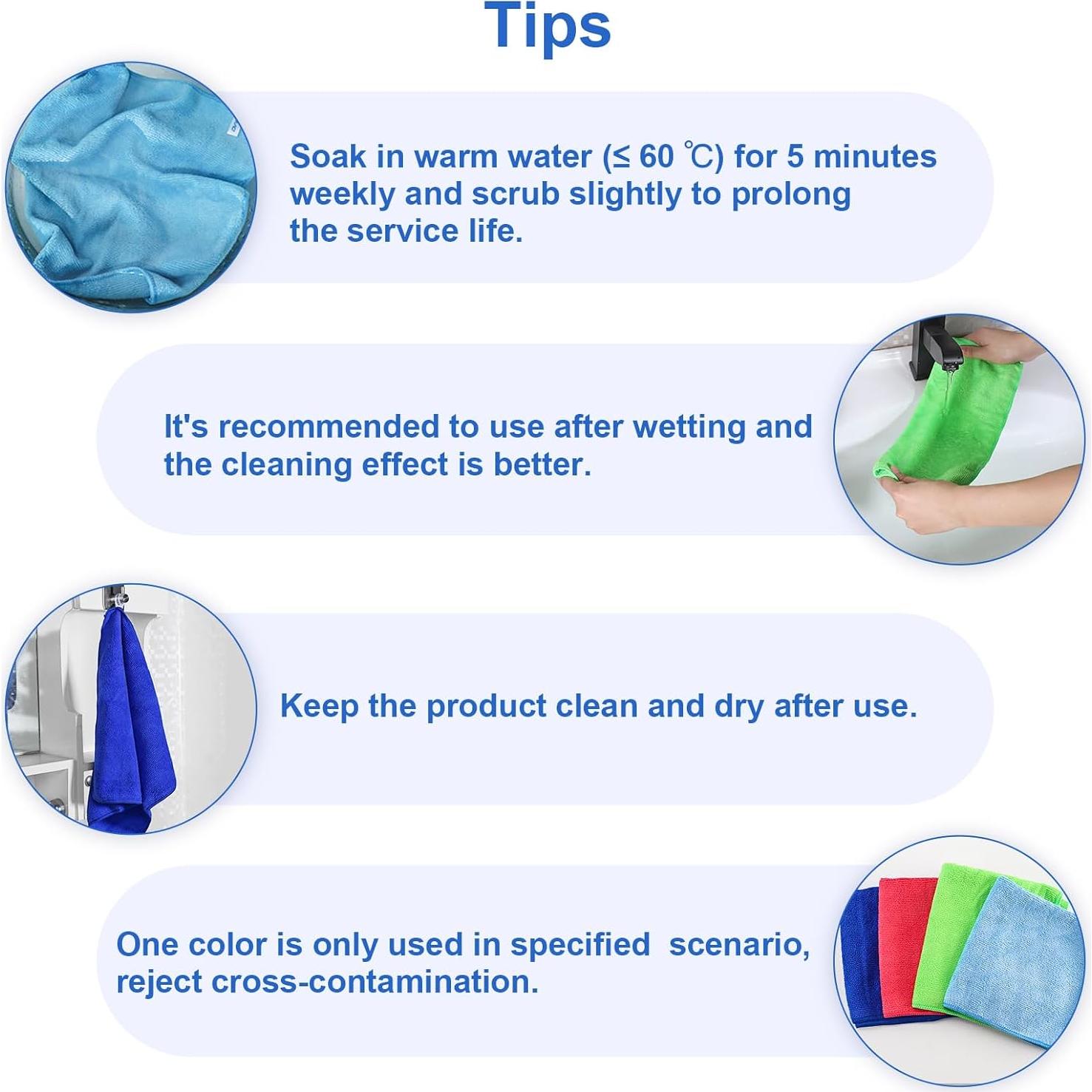 Paños de Microfibra Premium Ovwo 12 Pcs 40x40cm Absorbentes