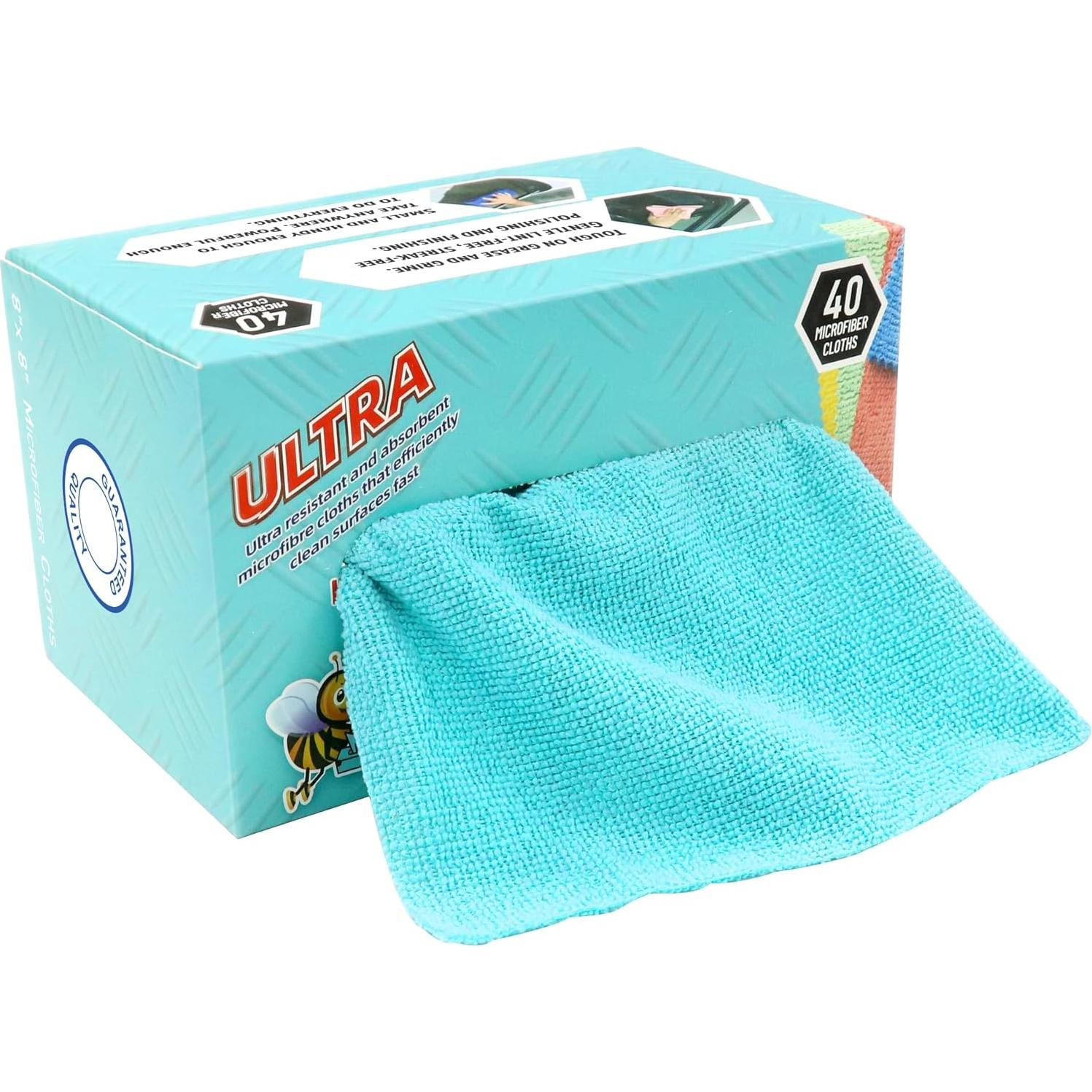 Paquete de 40 paños de microfibra Derloyo 20x20 cm azul