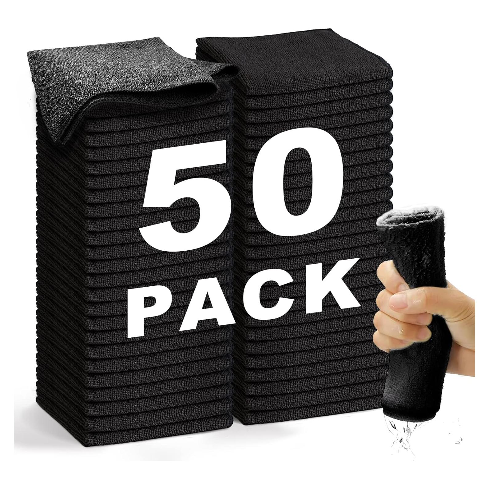 Paño de limpieza de microfibra WEAWE 50 Pcs 33x33 cm Negro