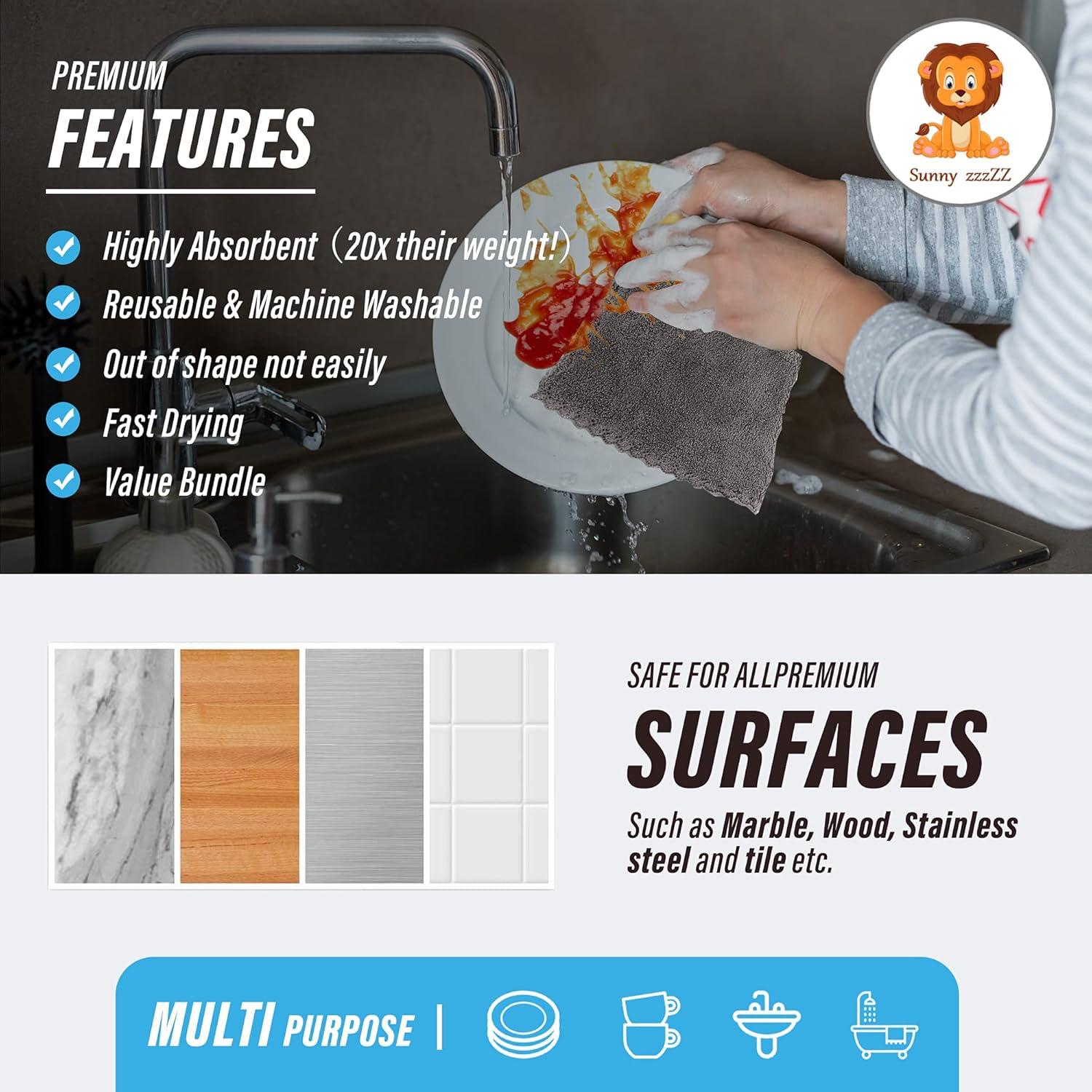 Paquete de 18 Paños de Microfibra Sunny zzzZZ 25.4 cm - Reutilizables