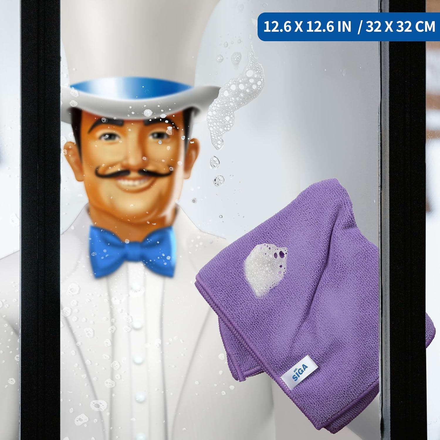 Paños de Microfibra MR.SIGA 32x32cm, Paquete de 12, Morado