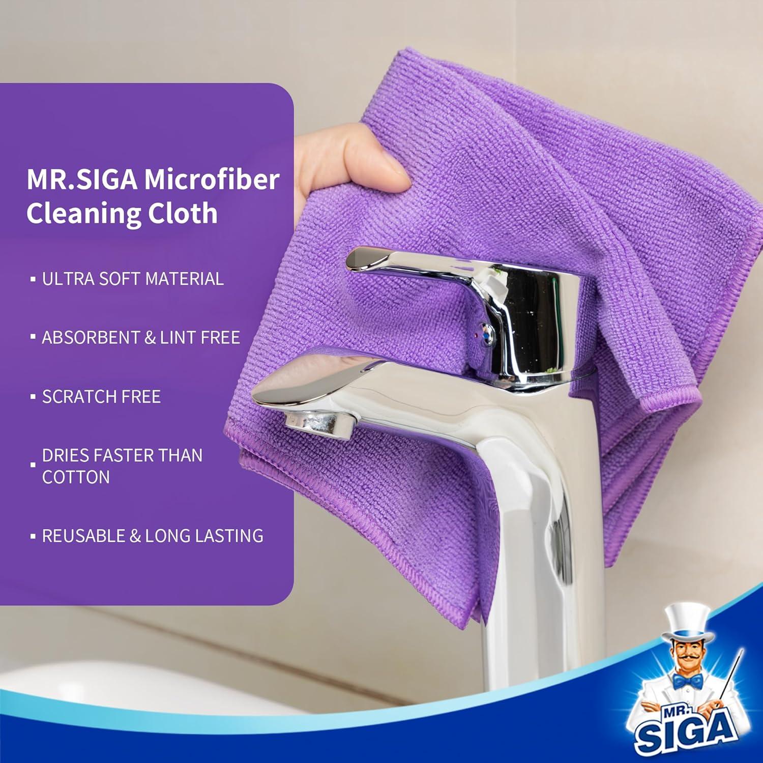Paños de Microfibra MR.SIGA 32x32cm, Paquete de 12, Morado