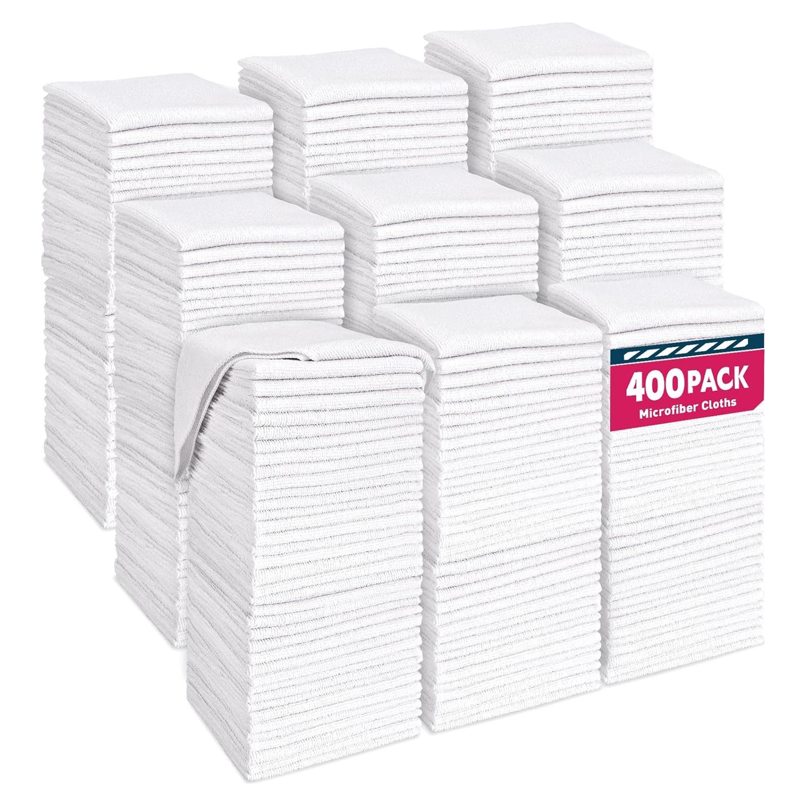 Paquete de 400 Paños de Microfibra TEAWOO 30x30 cm Blancos