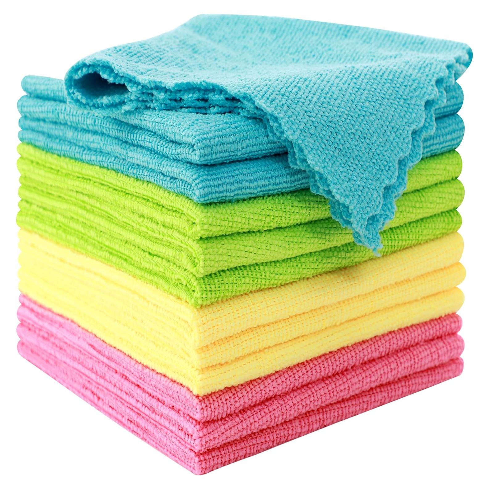 Paquete de 12 Paños de Microfibra MOONQUEEN 30x30cm Verde/Azul/Amarillo/Rosa