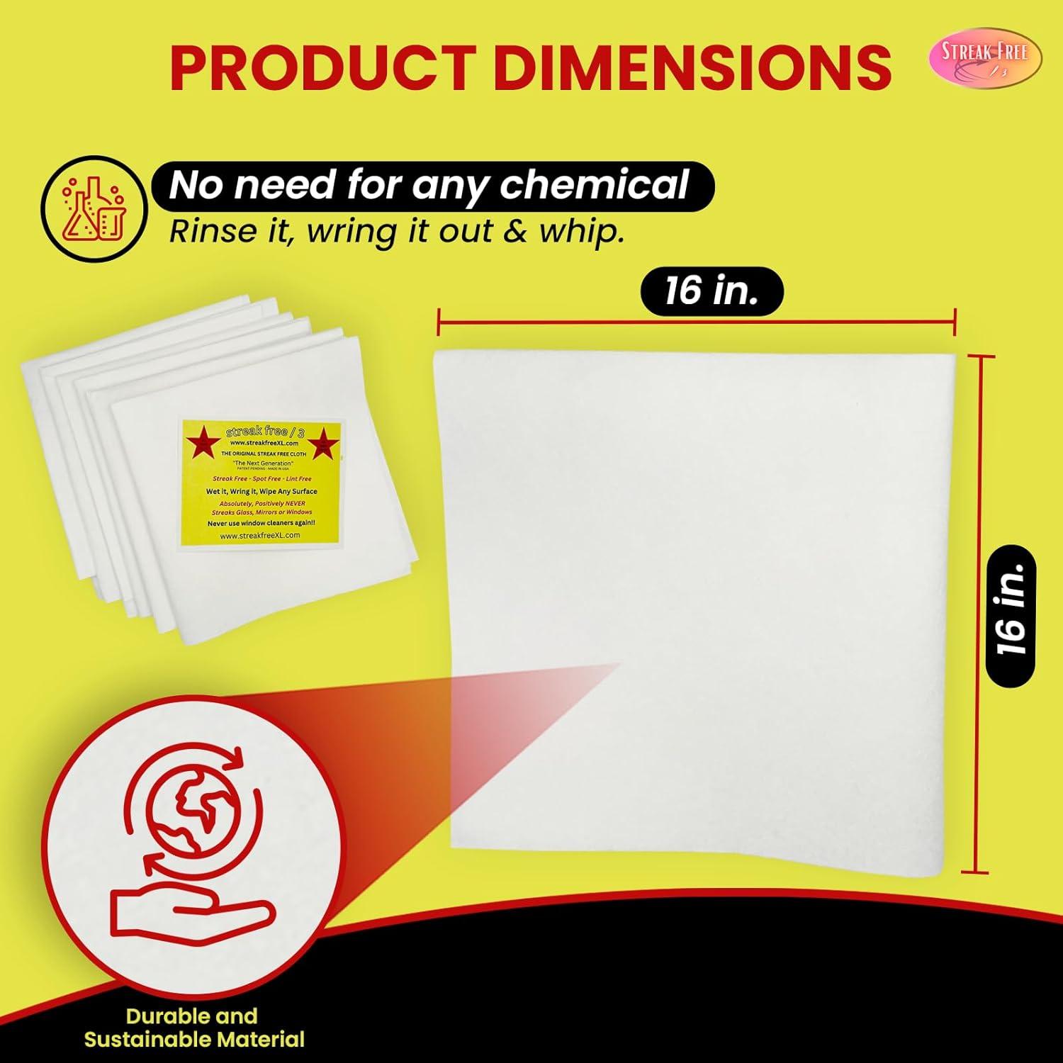 Paño de limpieza de microfibra Sin Rayas - 6 unidades 40.64x40.64 cm