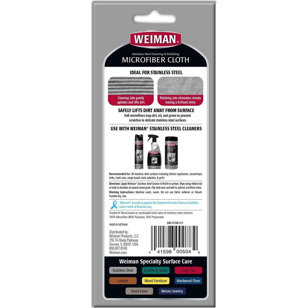 Paño de Microfibra Weiman para Acero Inoxidable 35.1x35.1cm