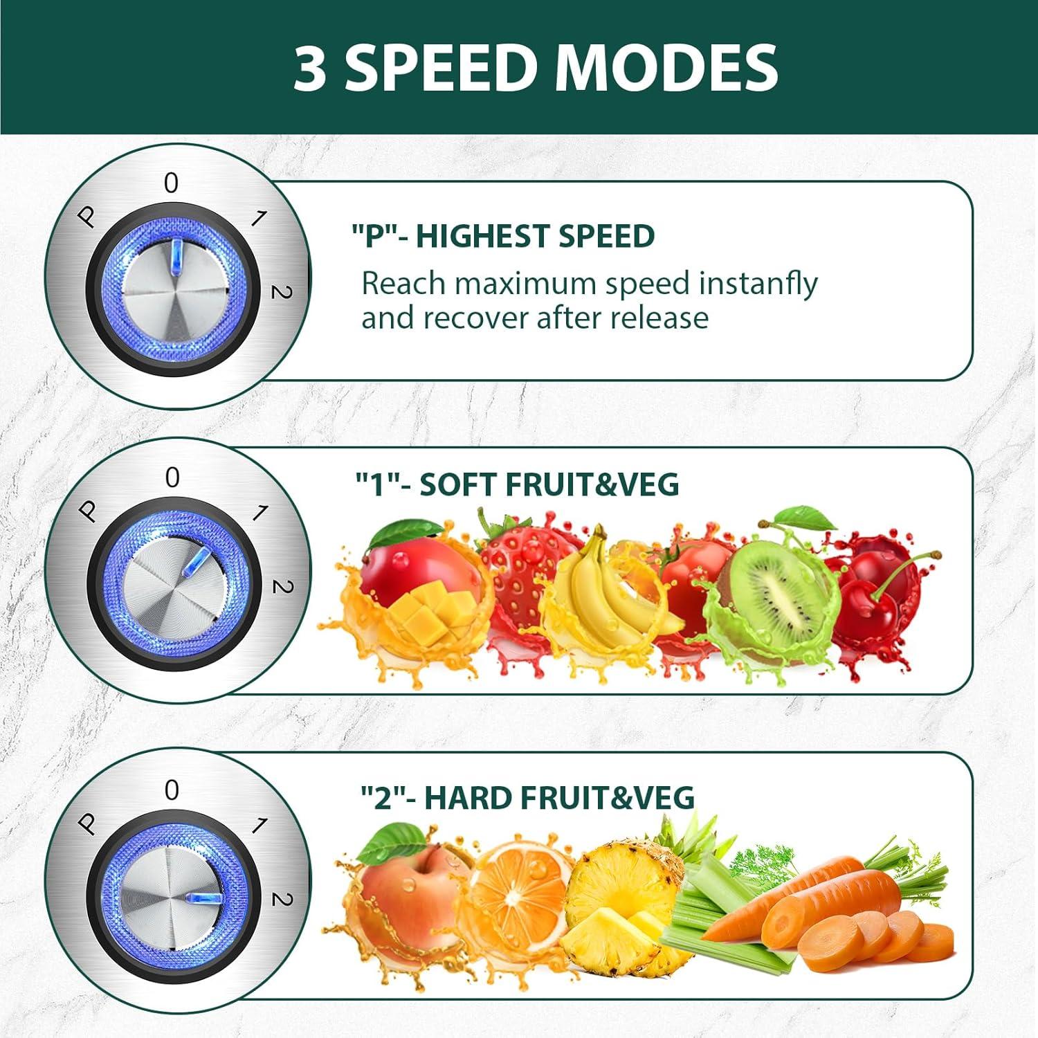 Exprimidor KOIOS JE-70 1300W 3 Velocidades Acero Inoxidable