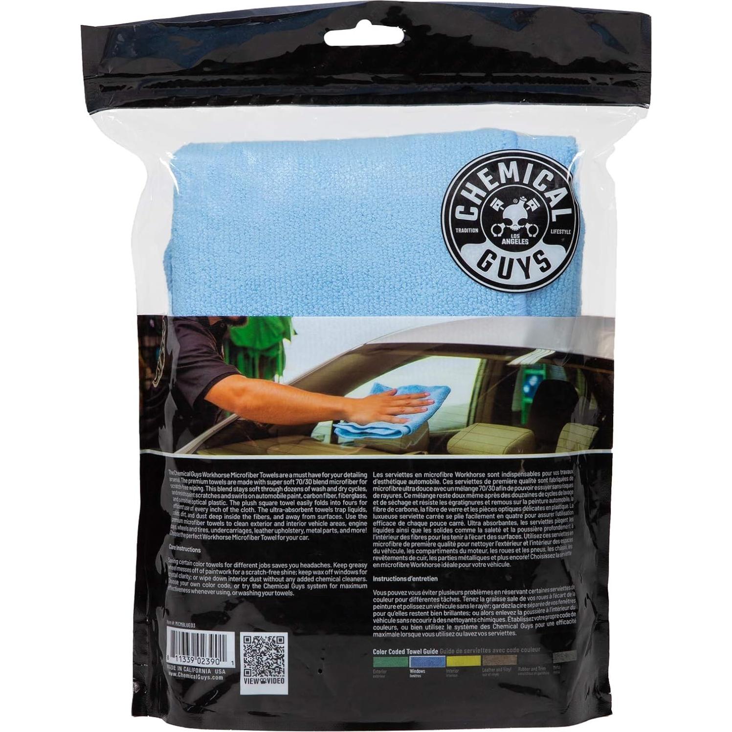 Toalla de Microfibra Profesional Chemical Guys MICBLUE03, 40.64 cm, Azul
