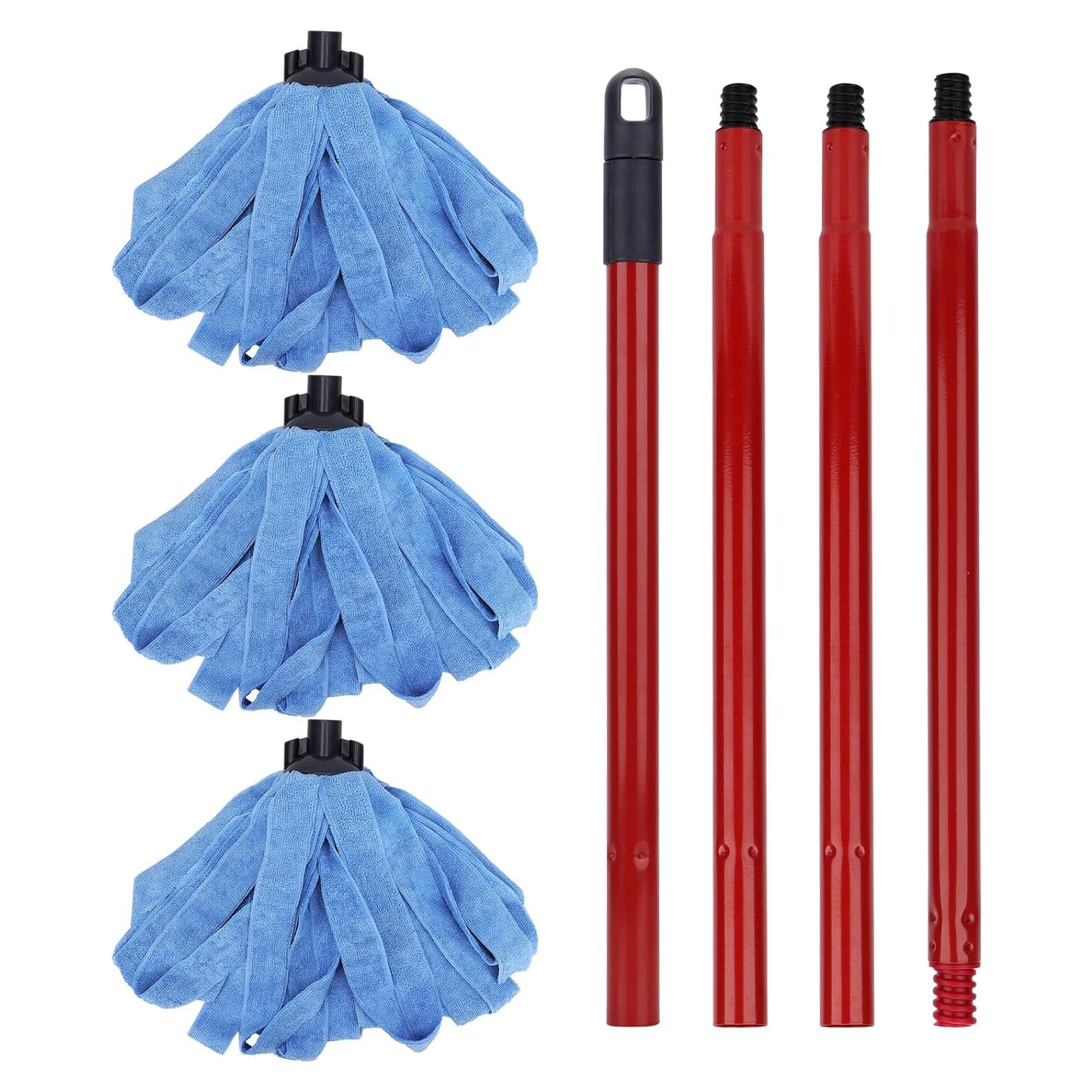 Cabezas de Reemplazo de Mopa de Microfibra BeiLan - 1 Mango + 3 Paños Azul