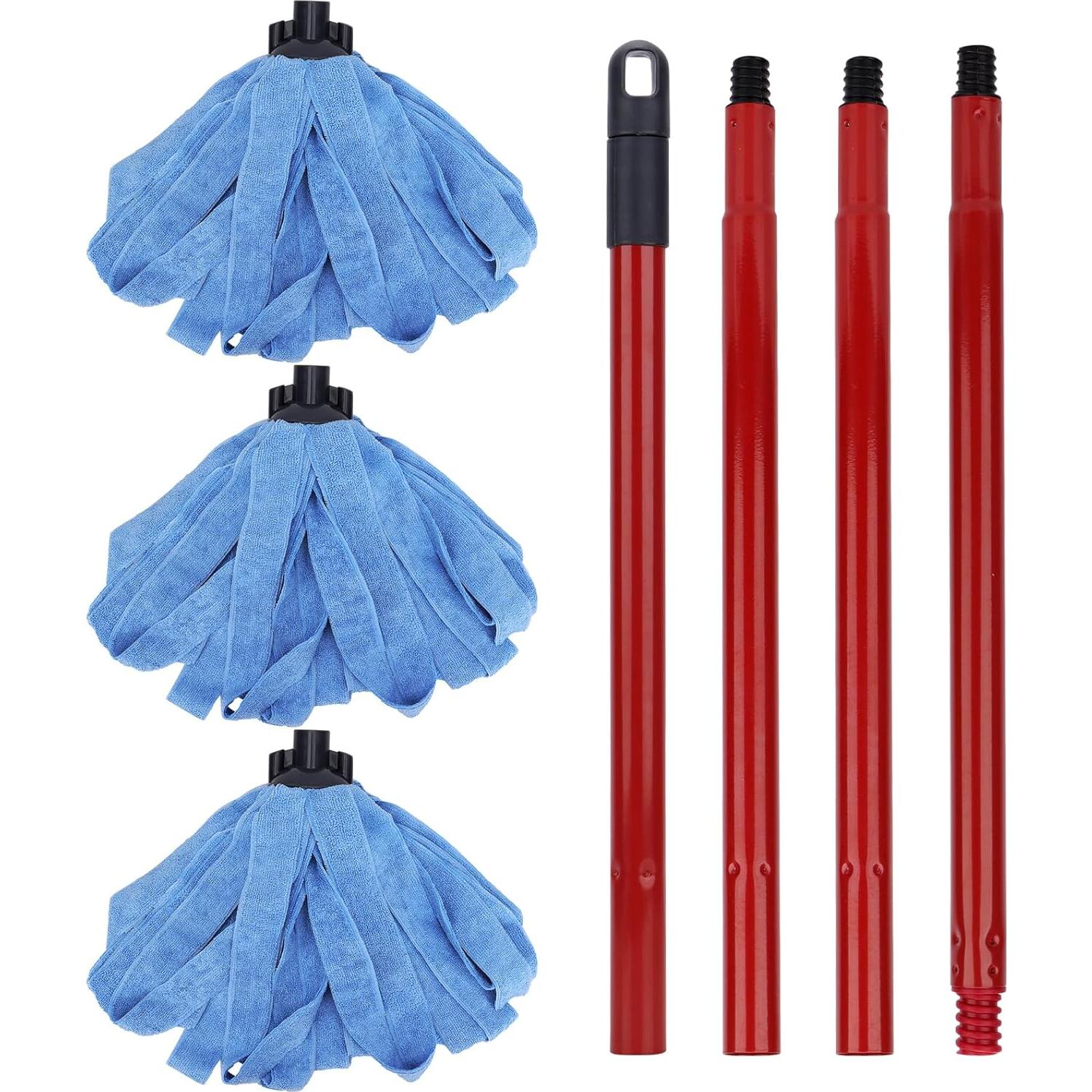 Cabezas de Reemplazo de Mopa de Microfibra BeiLan - 1 Mango + 3 Paños Azul