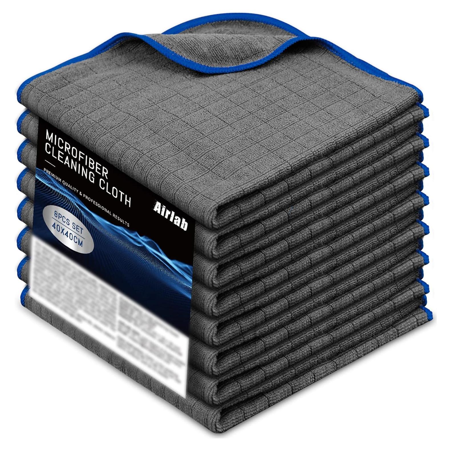 Toallas de Microfibra Airlab 40x40 cm, Paquete de 8, Gris