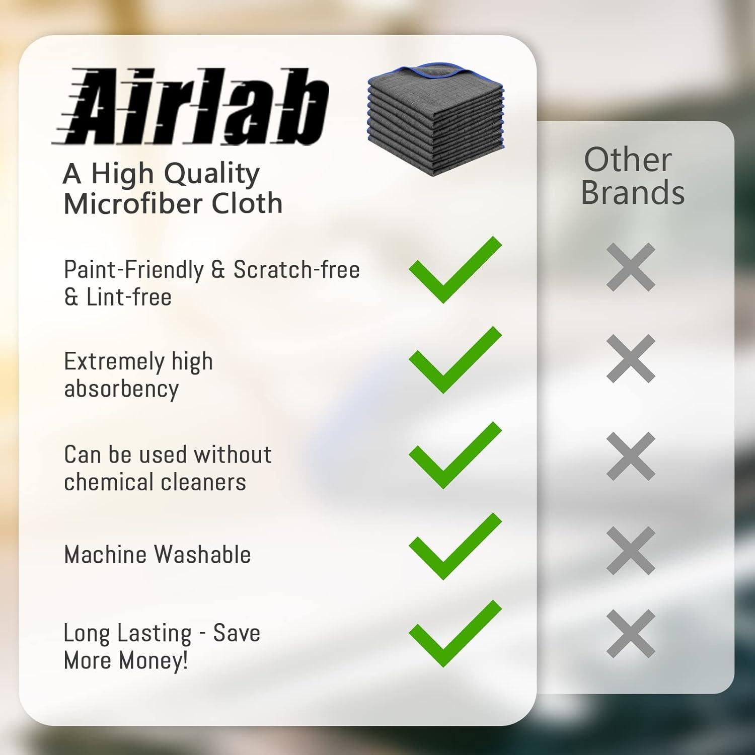 Toallas de Microfibra Airlab 40x40 cm, Paquete de 8, Gris