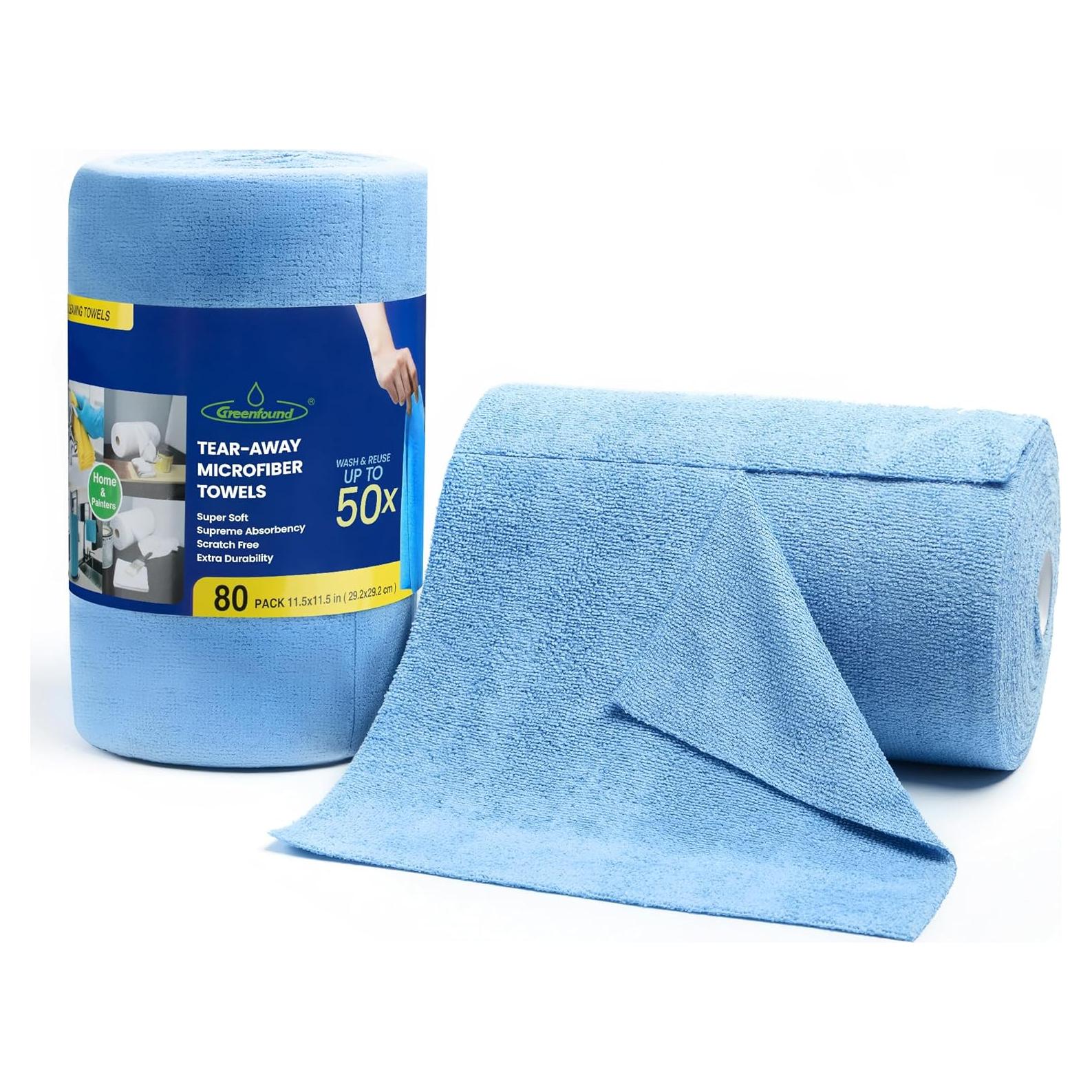 Rollo de Paños de Microfibra Greenfound 80 Unidades 29.2x29.2 cm Azul