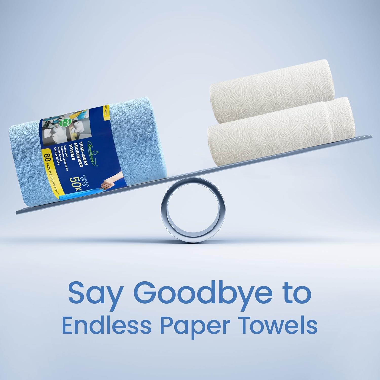 Rollo de Paños de Microfibra Greenfound 80 Unidades 29.2x29.2 cm Azul