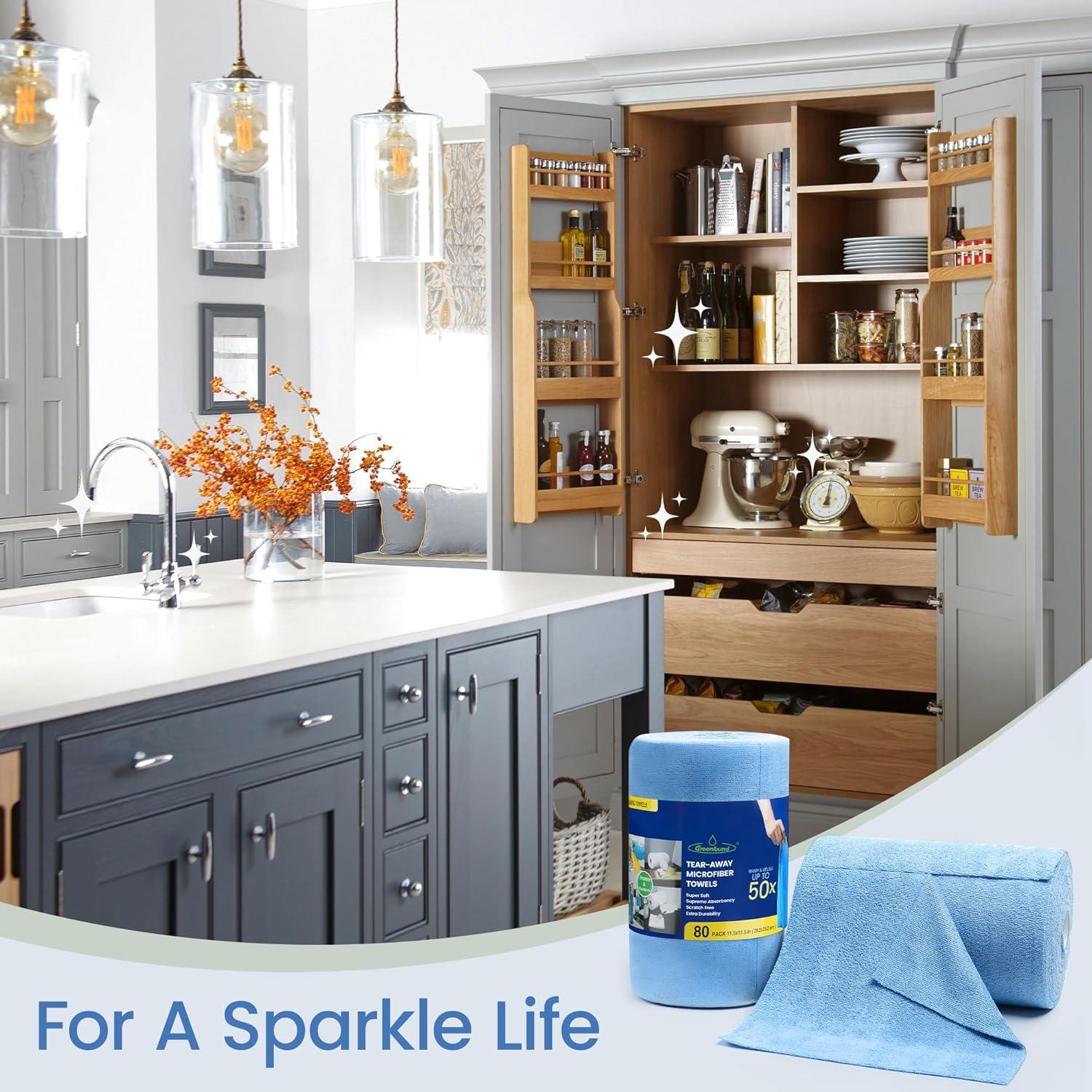 Rollo de Paños de Microfibra Greenfound 80 Unidades 29.2x29.2 cm Azul