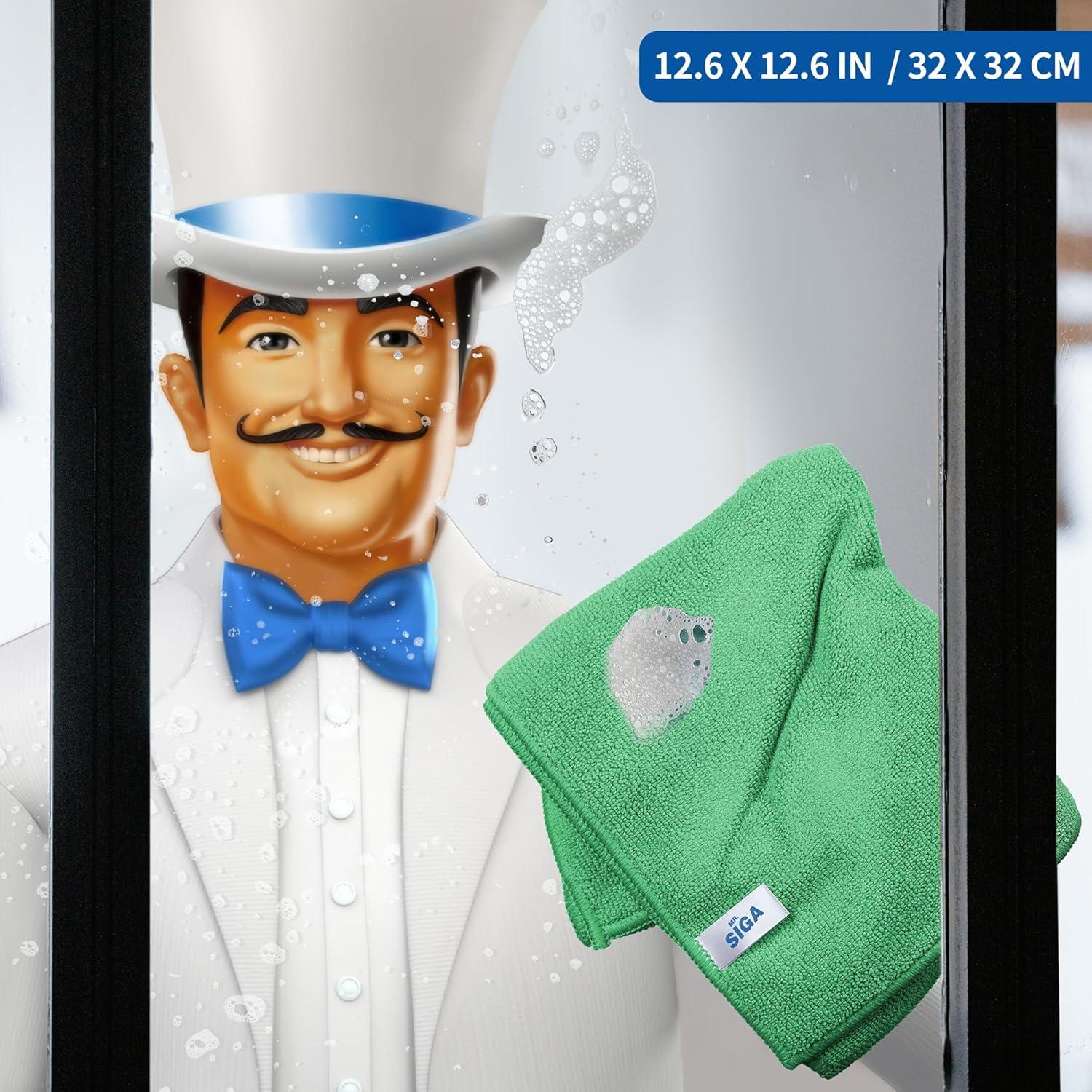 Paños de Microfibra MR.SIGA 32x32cm, Paquete de 12, Verde