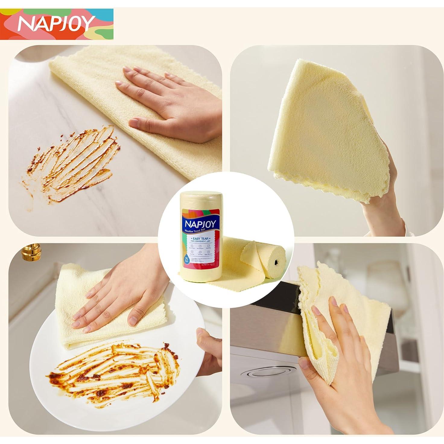 Rollo de paños de limpieza de microfibra Napjoy 75PK 30x30cm