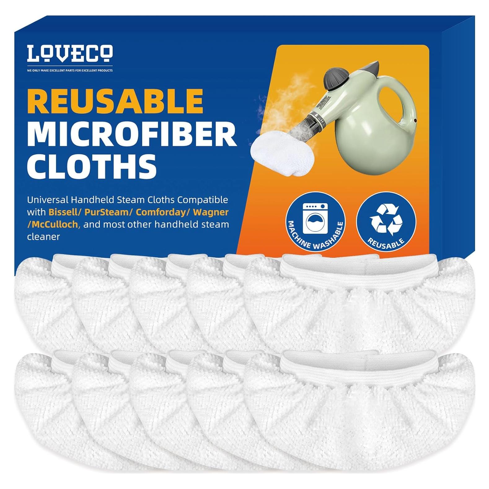 Paquete de 10 Paños de Microfibra LOVECO para Limpiadores de Vapor