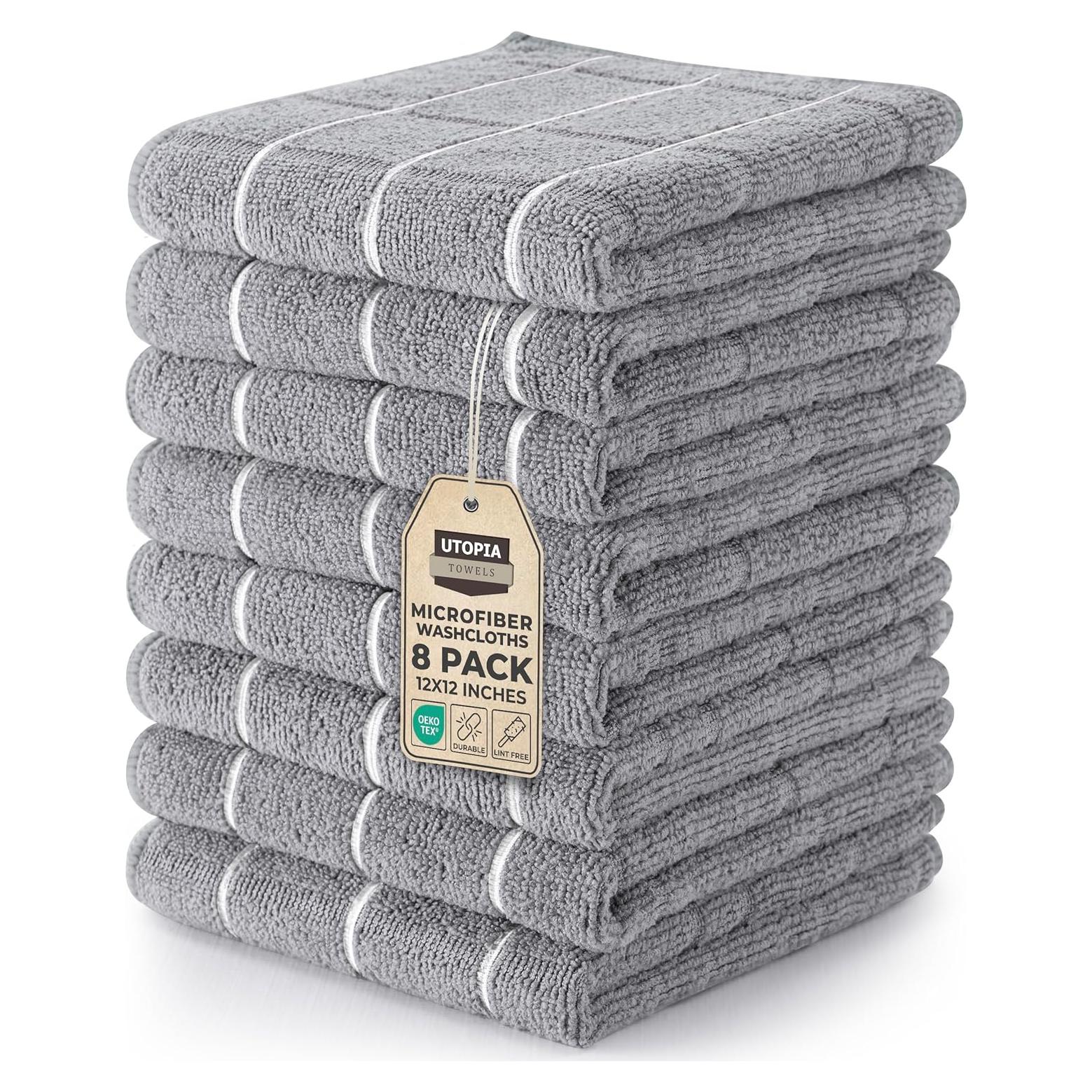 Juego de paños de lavado Utopia 8 piezas 30x30 cm microfibra gris