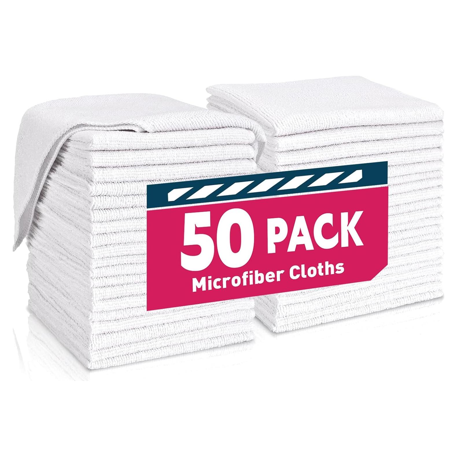 Toallas de Microfibra TEAWOO Blancas - Paquete de 50, 30x30 cm