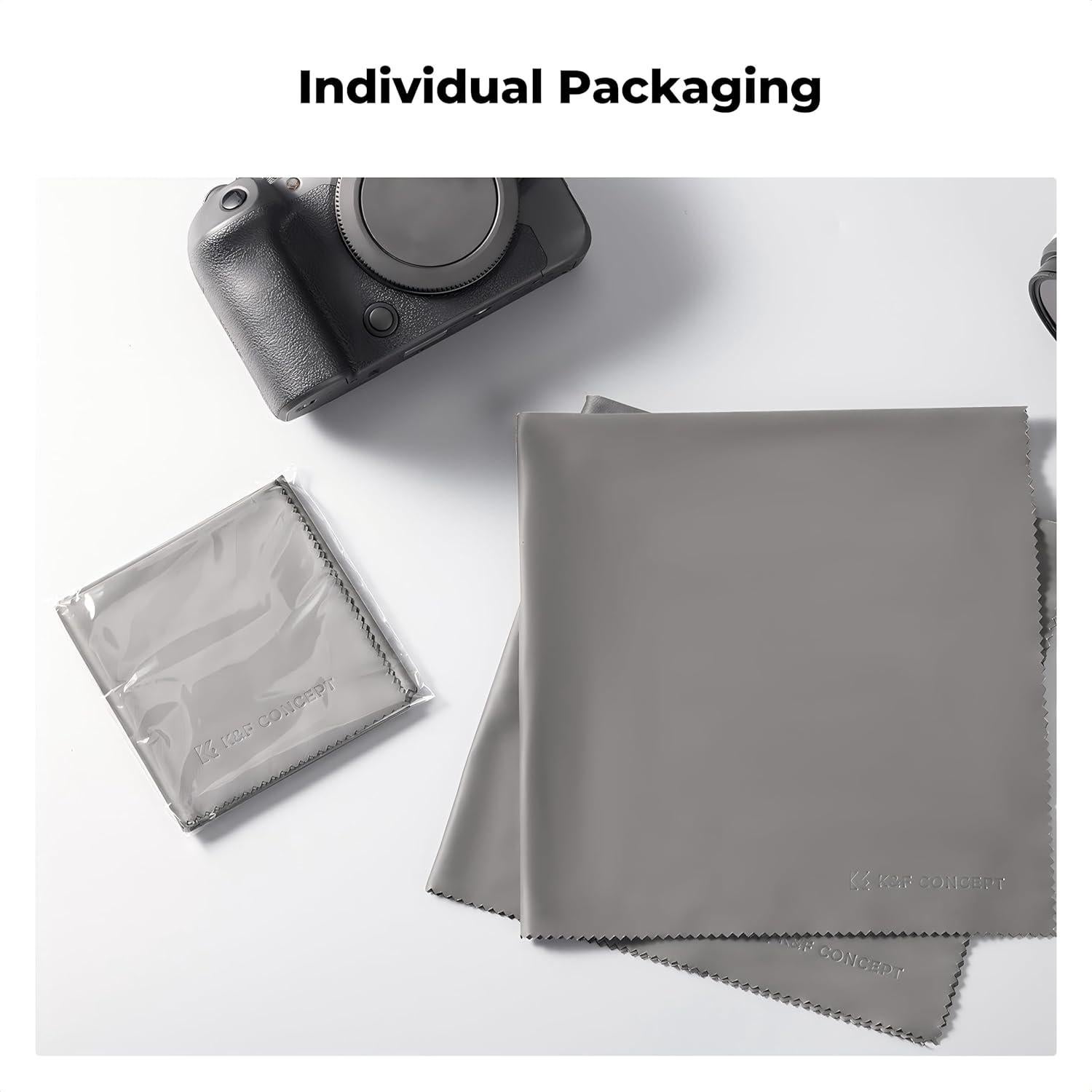 Paquete de 4 paños de microfibra K&F Concept 40x40 cm gris