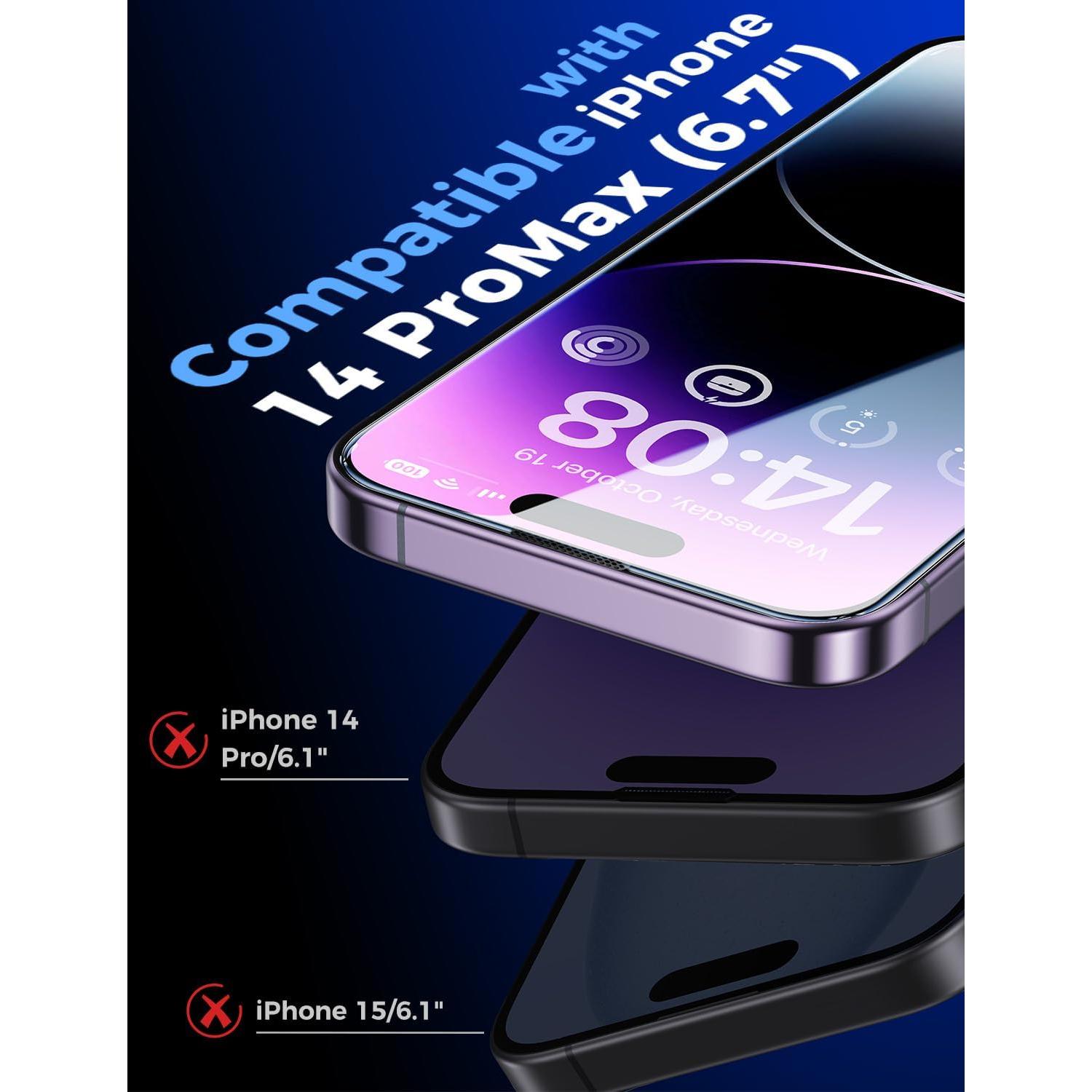 Protector de Pantalla Vidrio Templado MAGIC JOHN para iPhone 14 Pro Max 6.7" - Paquete de 2
