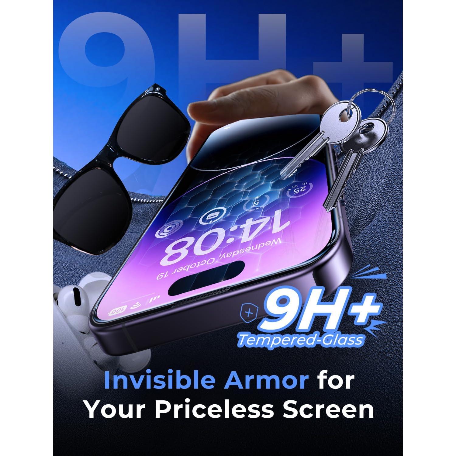 Protector de Pantalla Vidrio Templado MAGIC JOHN para iPhone 14 Pro Max 6.7" - Paquete de 2