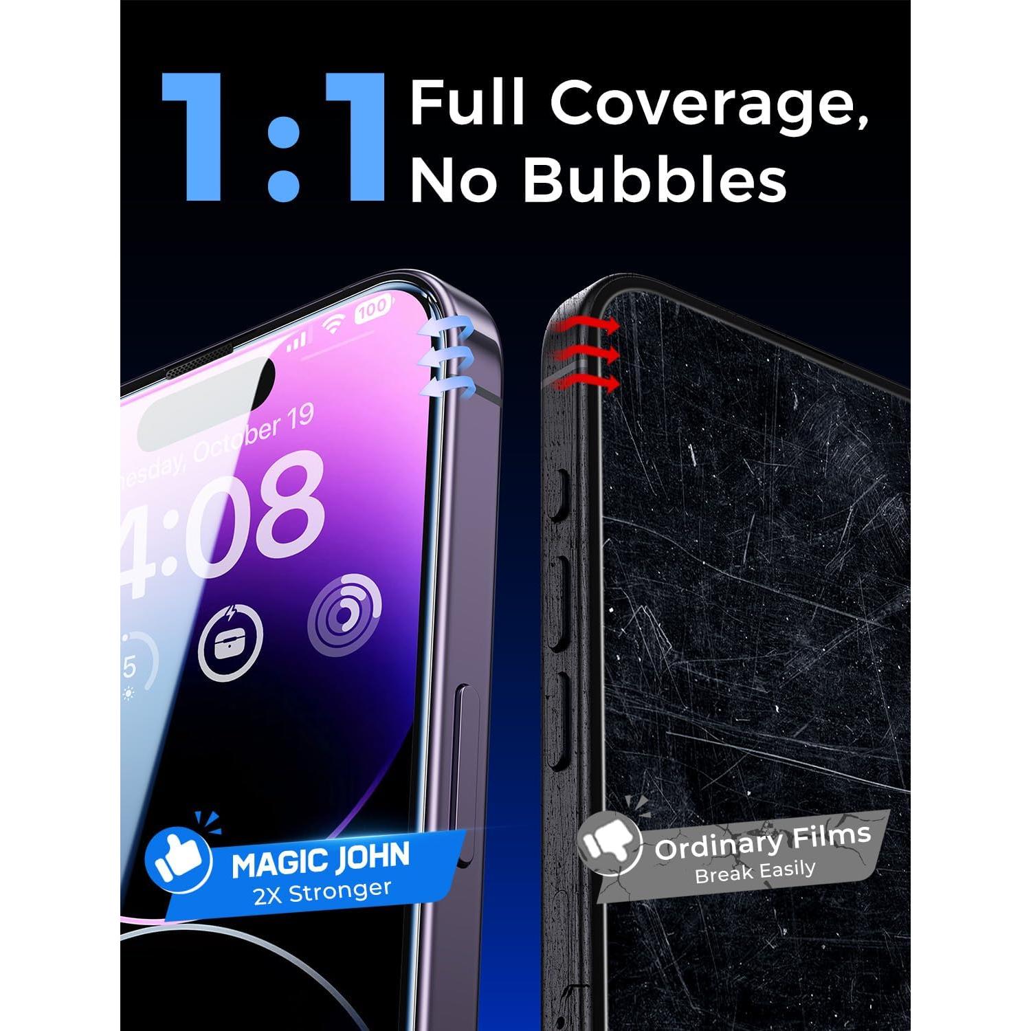 Protector de Pantalla Vidrio Templado MAGIC JOHN para iPhone 14 Pro Max 6.7" - Paquete de 2